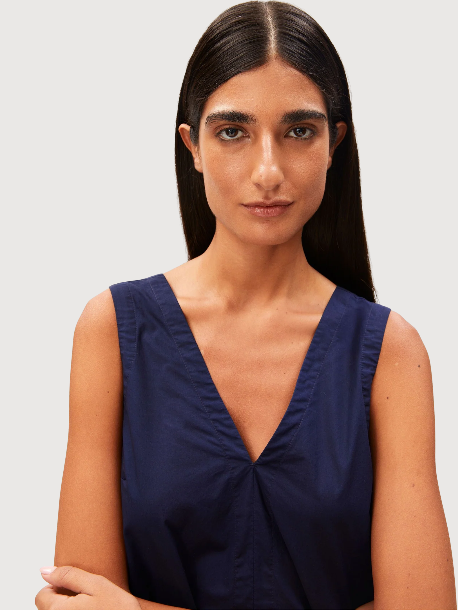 Maxikleid mit V-Ausschnitt Tinted Navy | Armedangels