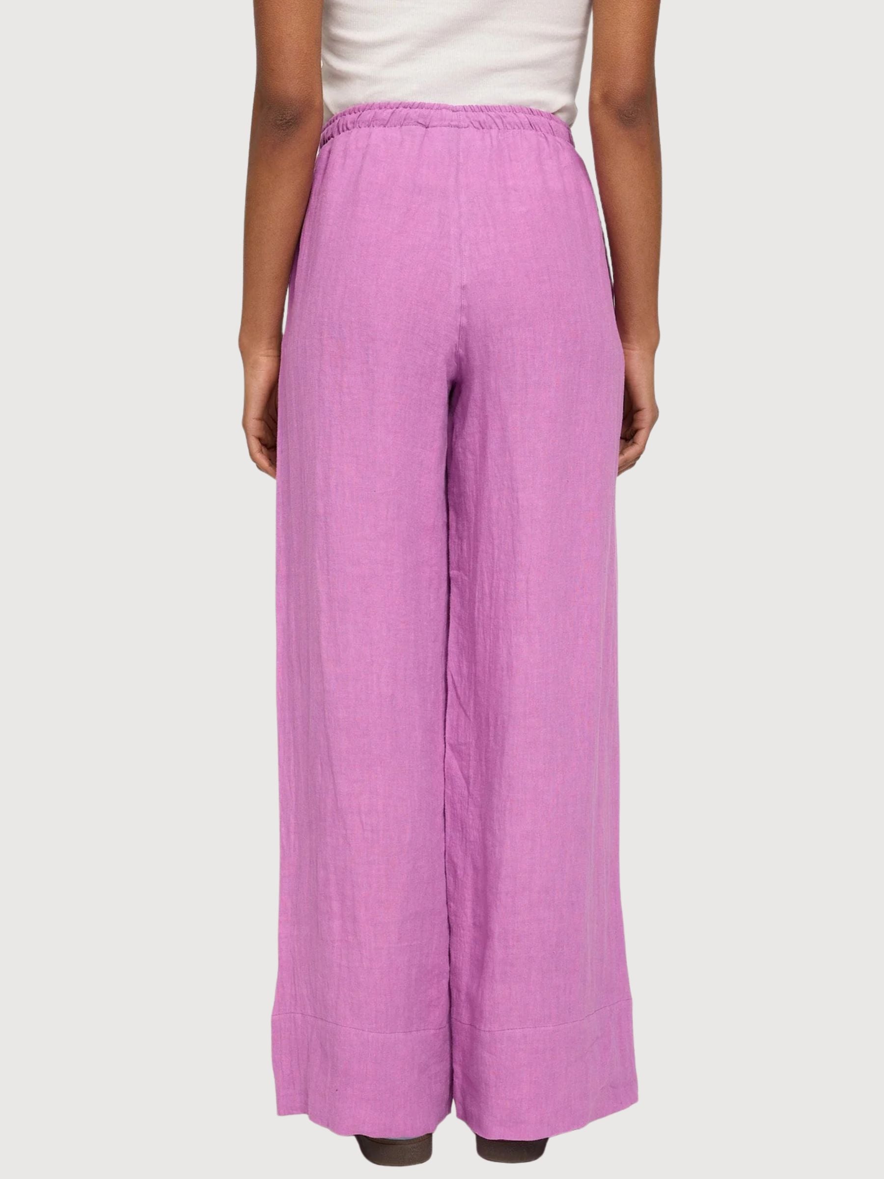 Leinenhose mit Kordelzug, Damen, Violett/Rosa | Mazine