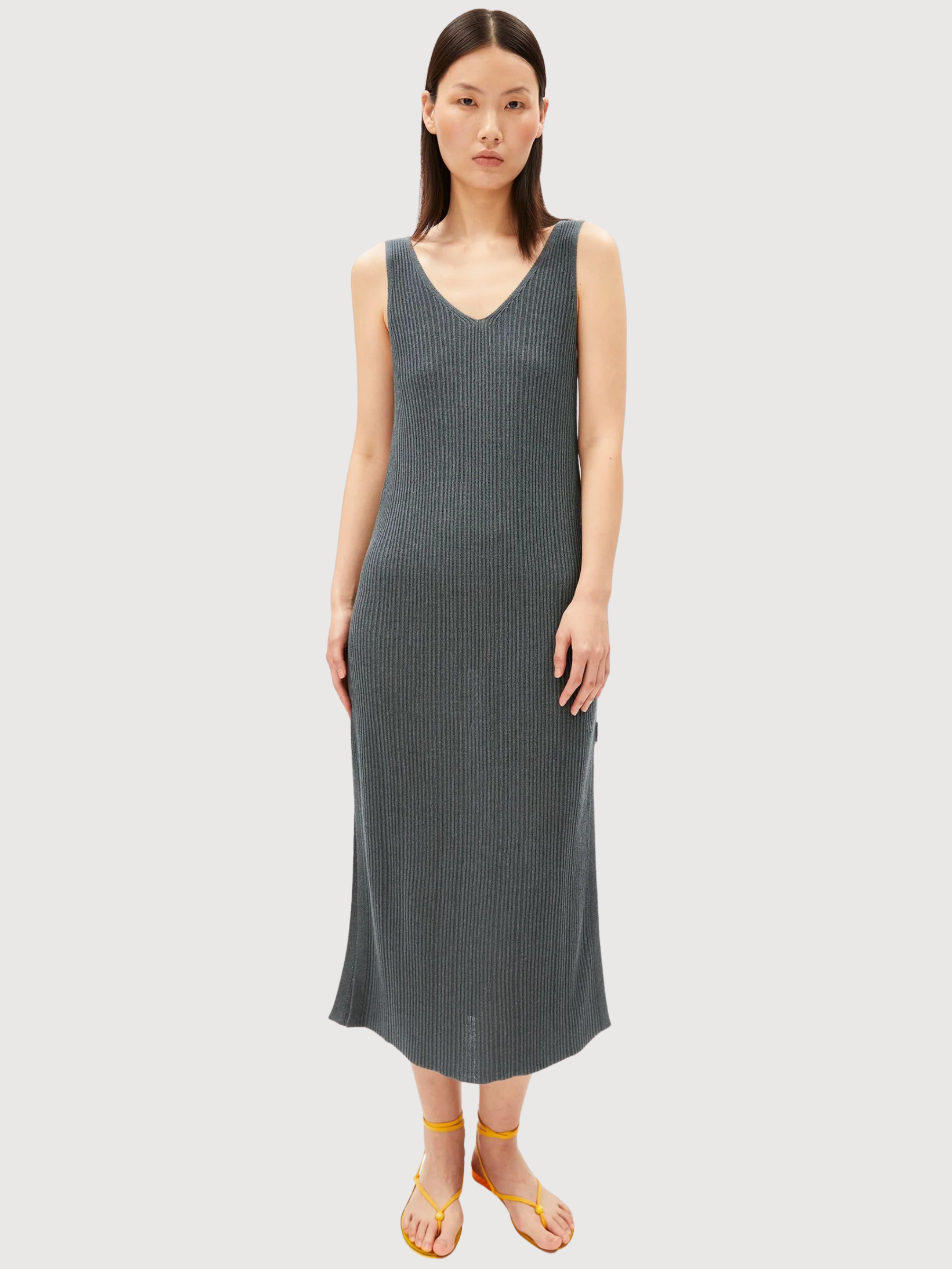 Kleid Leinen-Mischung Strick Space Steel | Armedangels