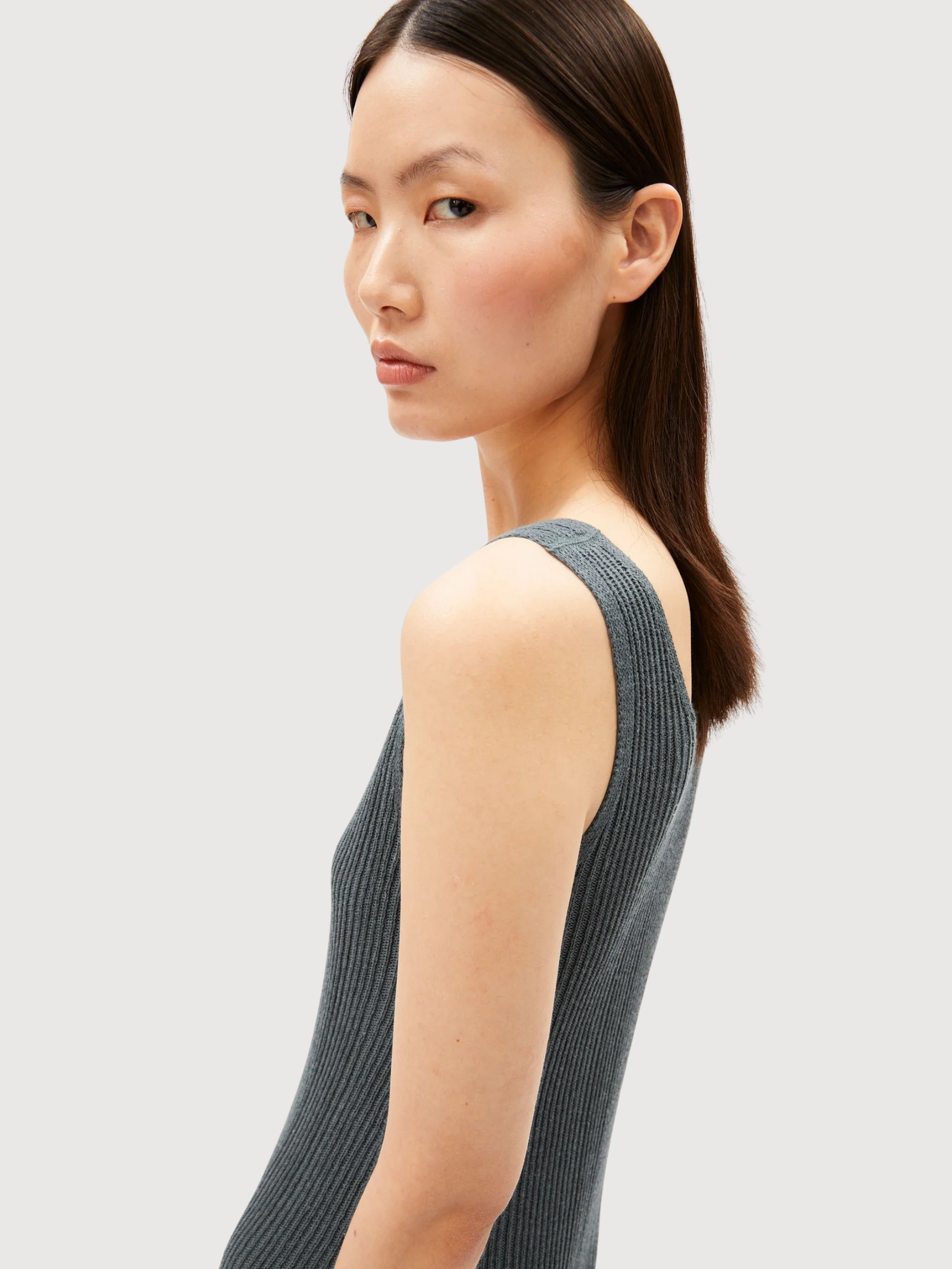 Kleid Leinen-Mischung Strick Space Steel | Armedangels