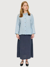 Leinenbluse mit 3/4-Ärmeln, Damen, Pastellblau | Mazine