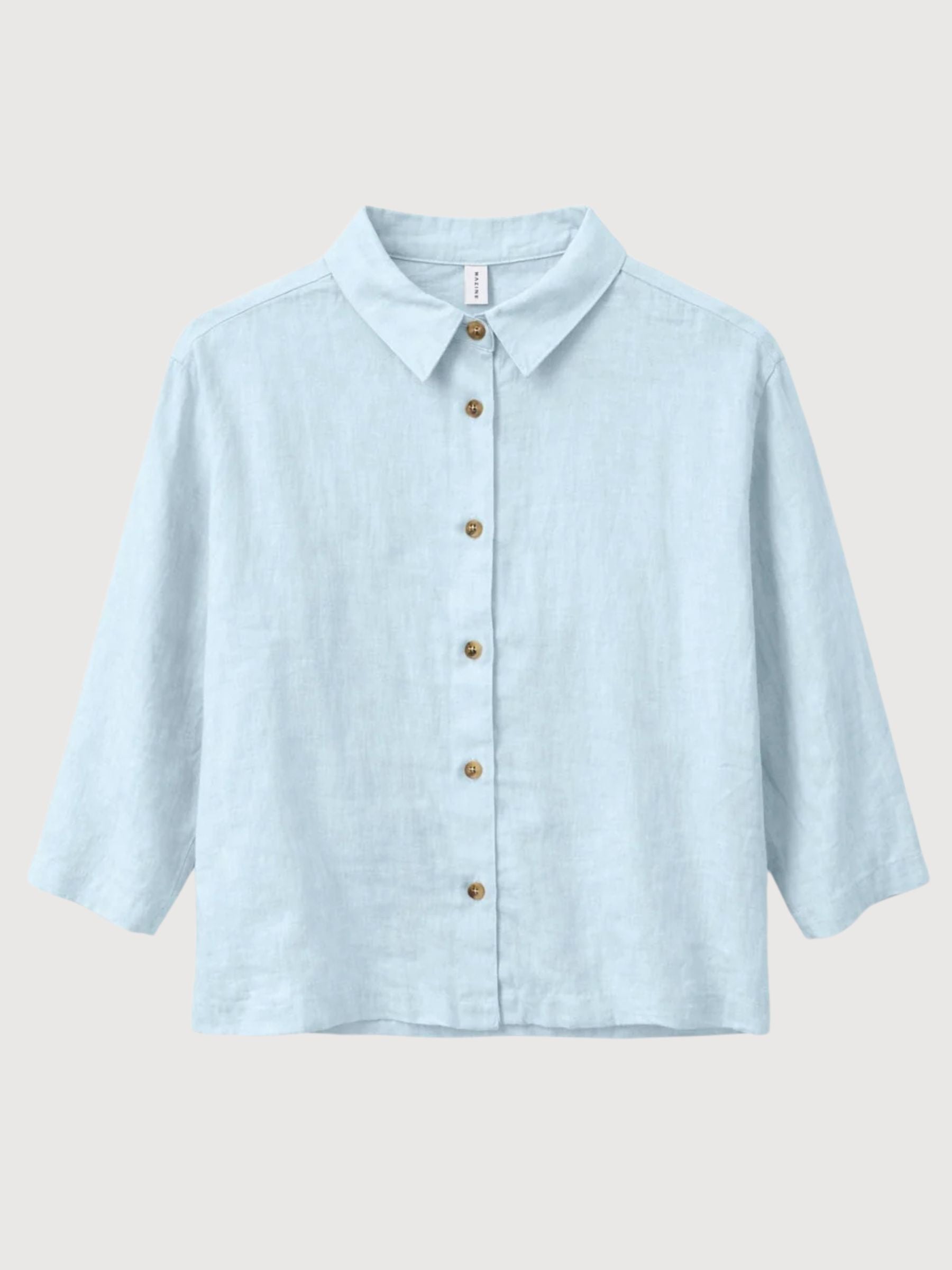 Leinenbluse mit 3/4-Ärmeln, Damen, Pastellblau | Mazine