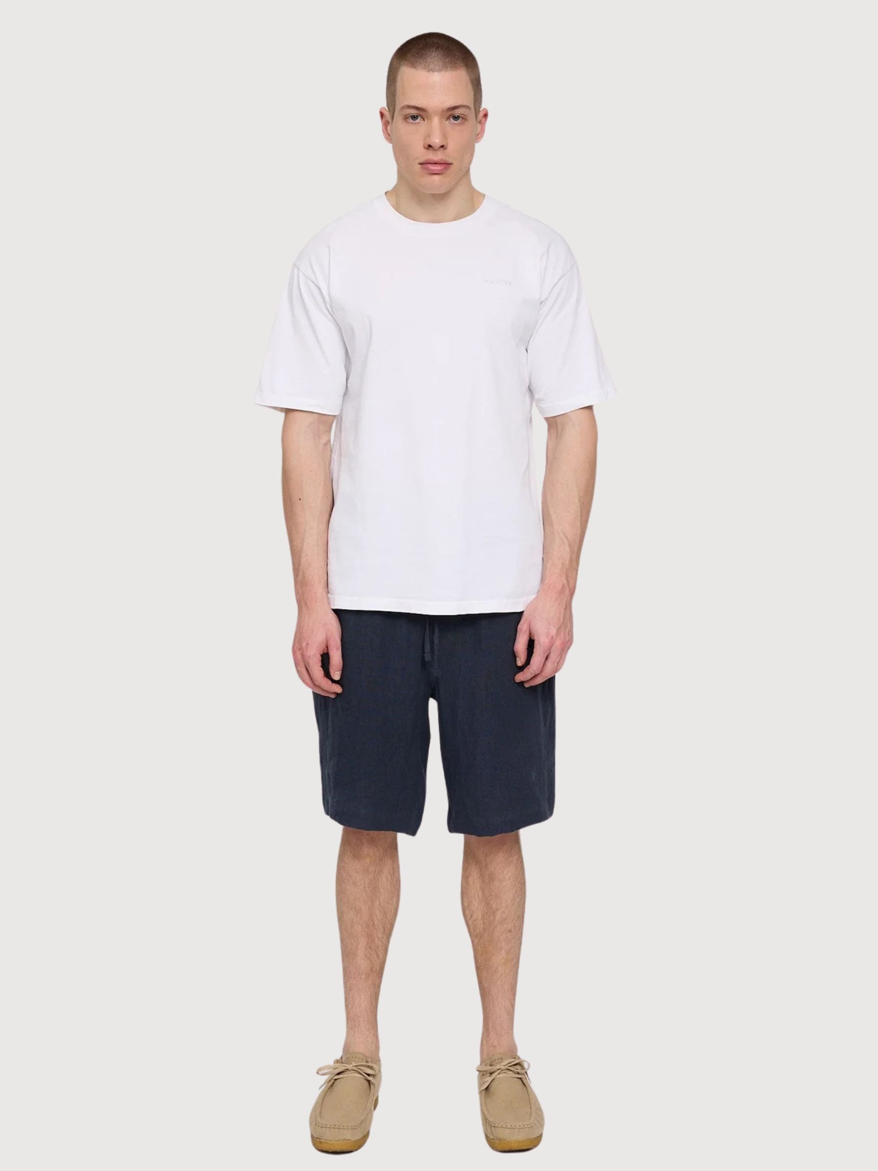 Pantaloncini da uomo in lino blu inchiostro | Mazine