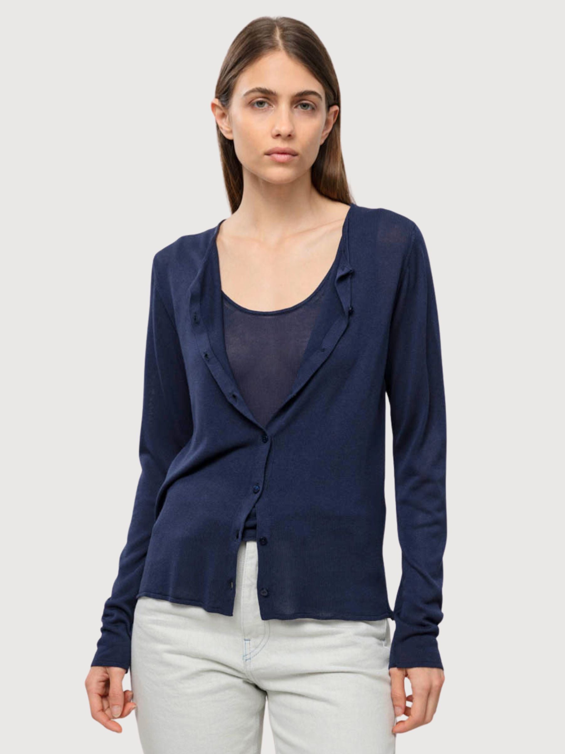 Cardigan Vanessa Damen Blau Mora Viskose | Rifo