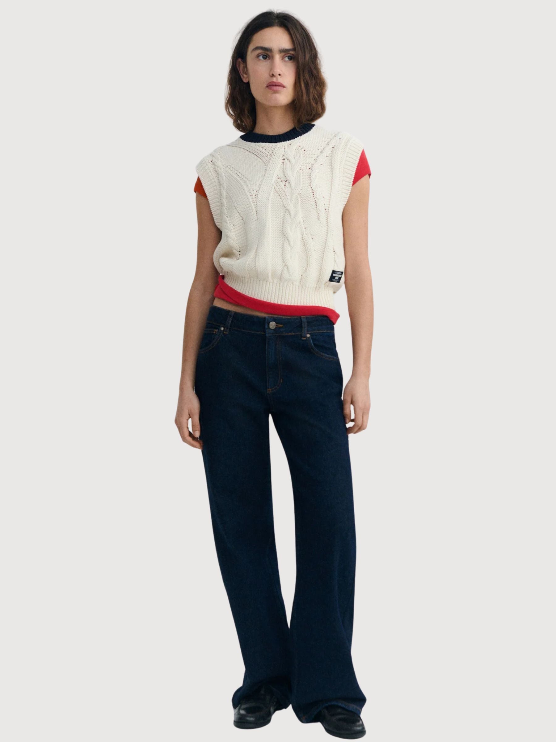 Vest Aria Knitted Ecru Woman | Thinking Mu