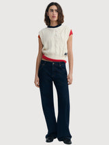 Vest Aria Knitted Ecru Woman | Thinking Mu