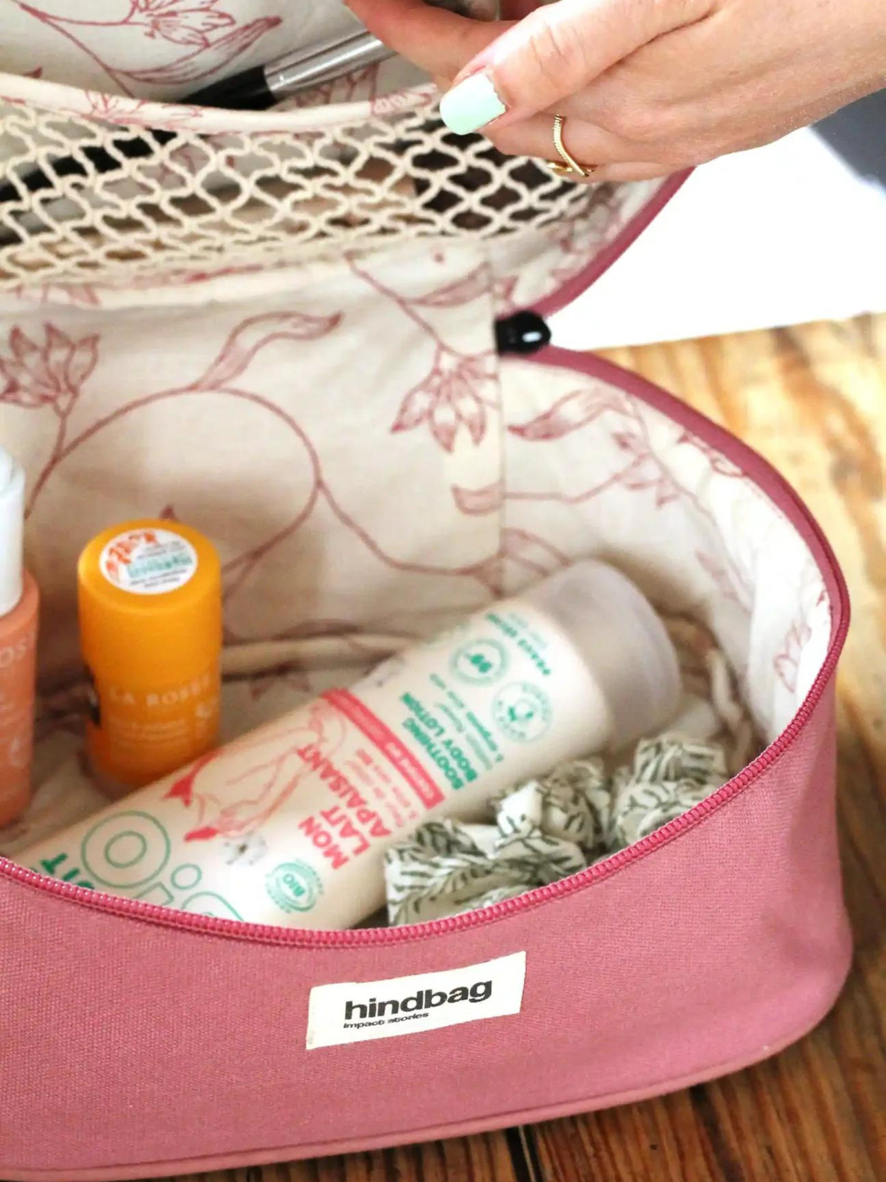 Gaspard Rosa Blush Beauty Case in cotone organico | Hindbag