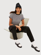 Idaara Stripes weiß schwarzes Hemd Frauen | Armedangels