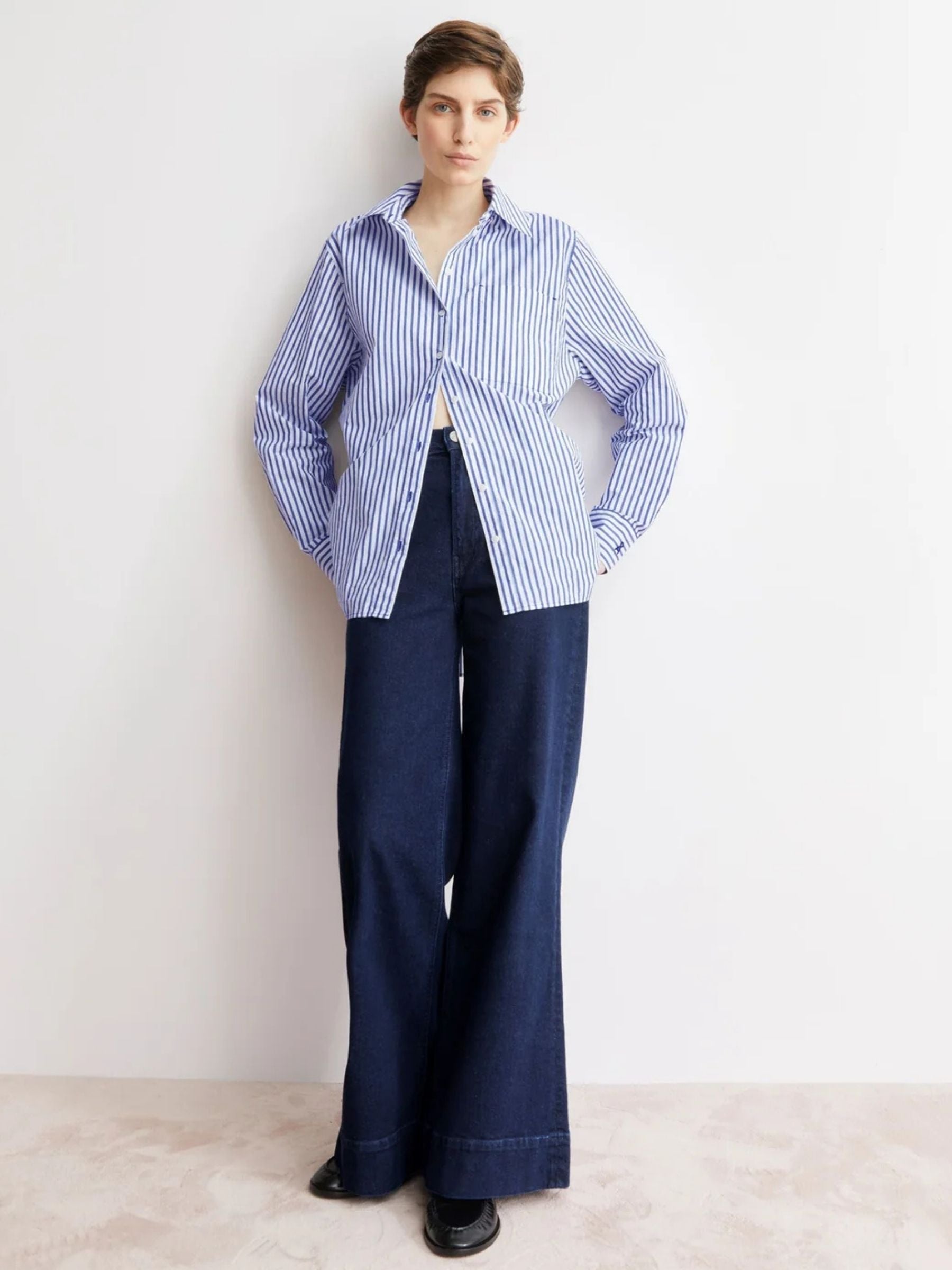 Shirt Stripe Loose Morning Sky | Armedangels