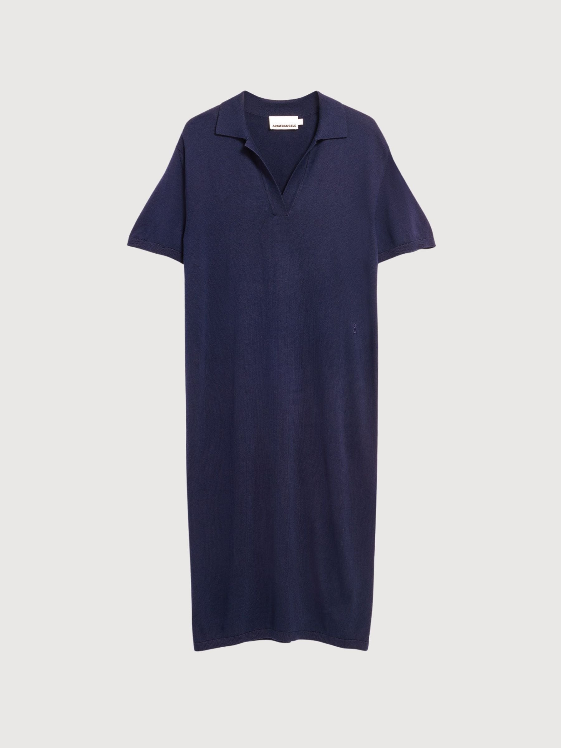 Fine Polo Knit Dress Tinted Navy | Armedangels