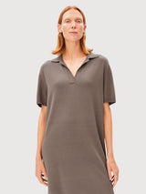 Fine Polo Knit Dress Walnut Cream | Armedangels