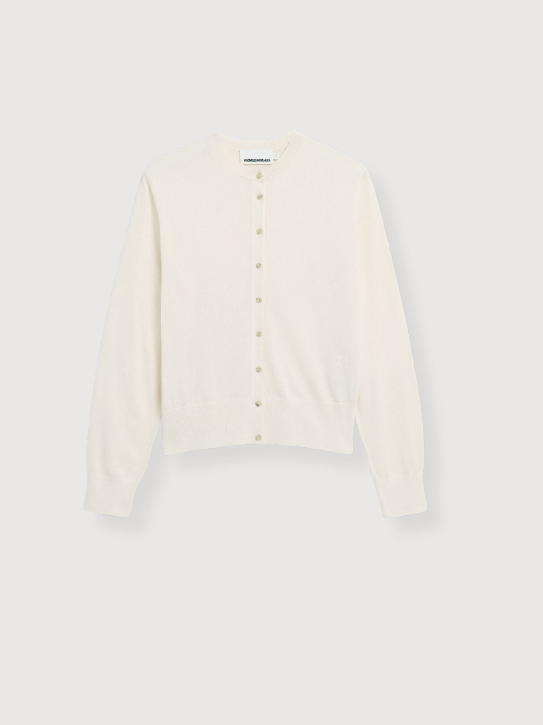 Cardigan in maglia fine color latte d'avena | Armedangels