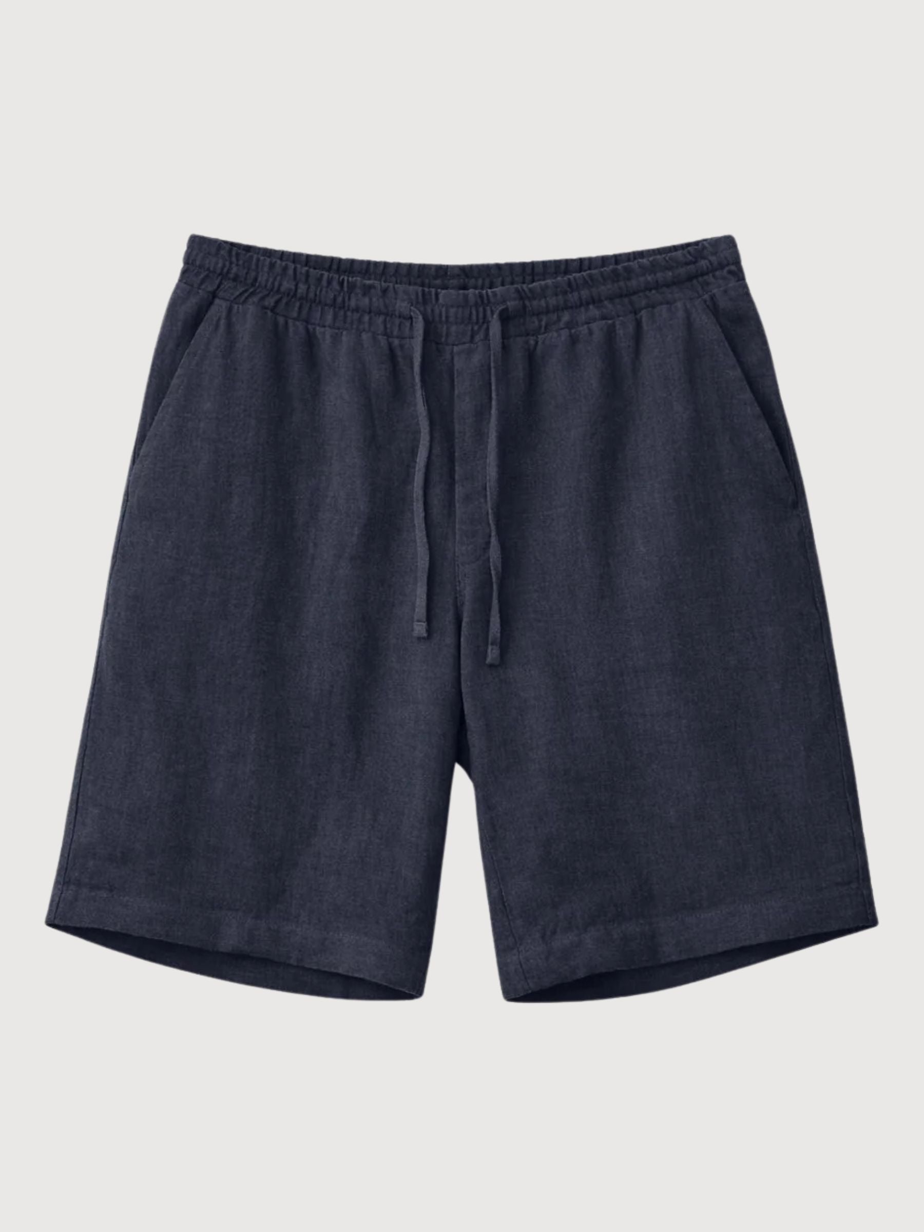 Pantaloncini da uomo in lino blu inchiostro | Mazine