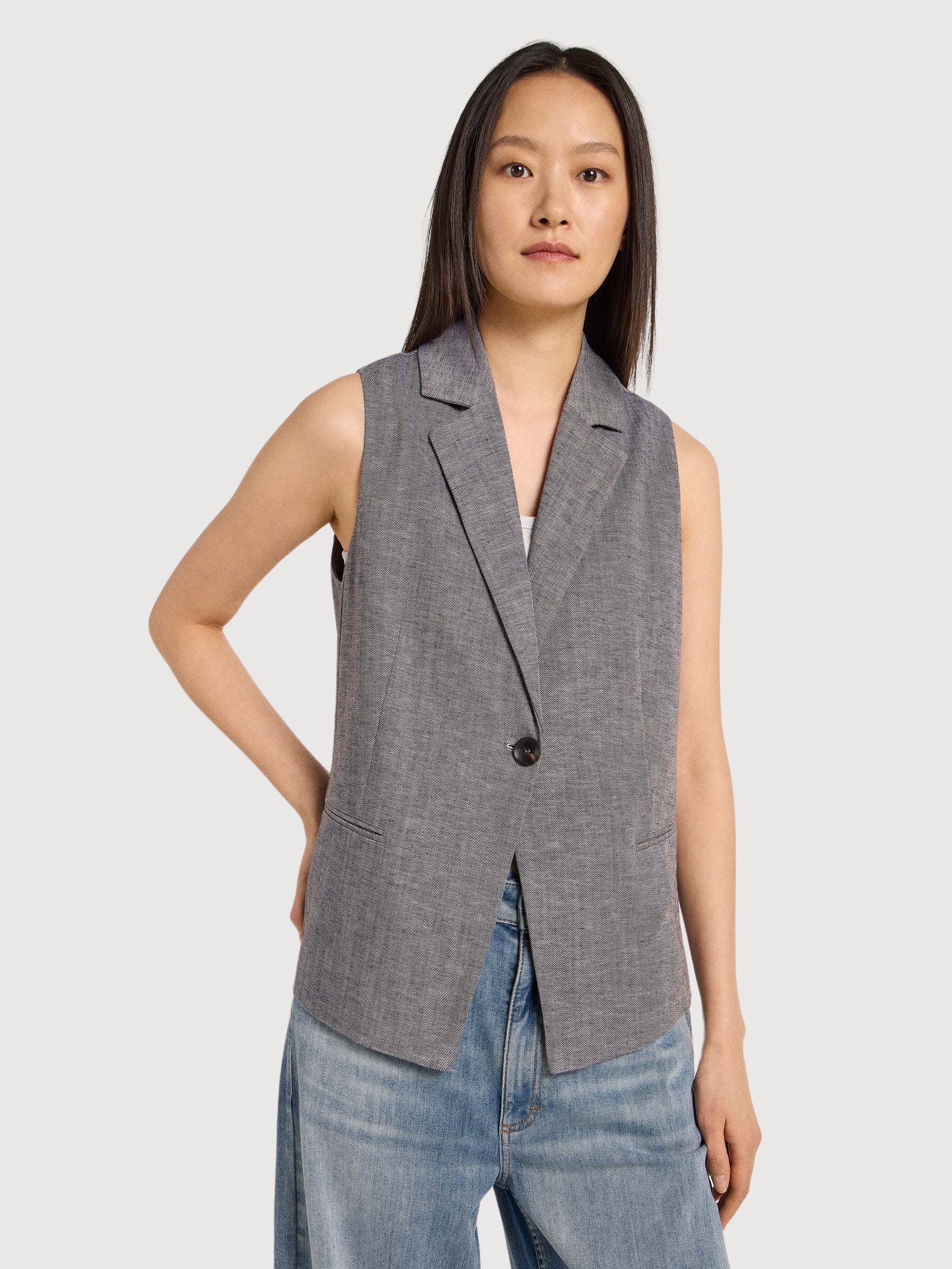 Long Vest Grey Melange | Lanius