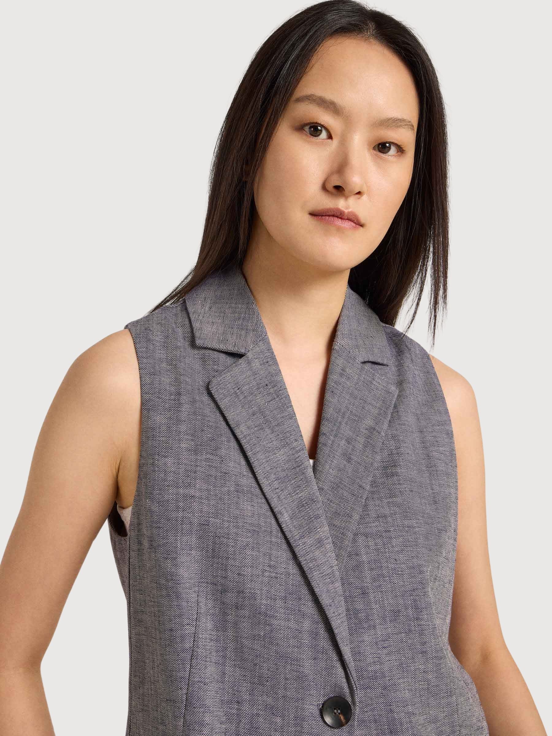 Long Vest Grey Melange | Lanius