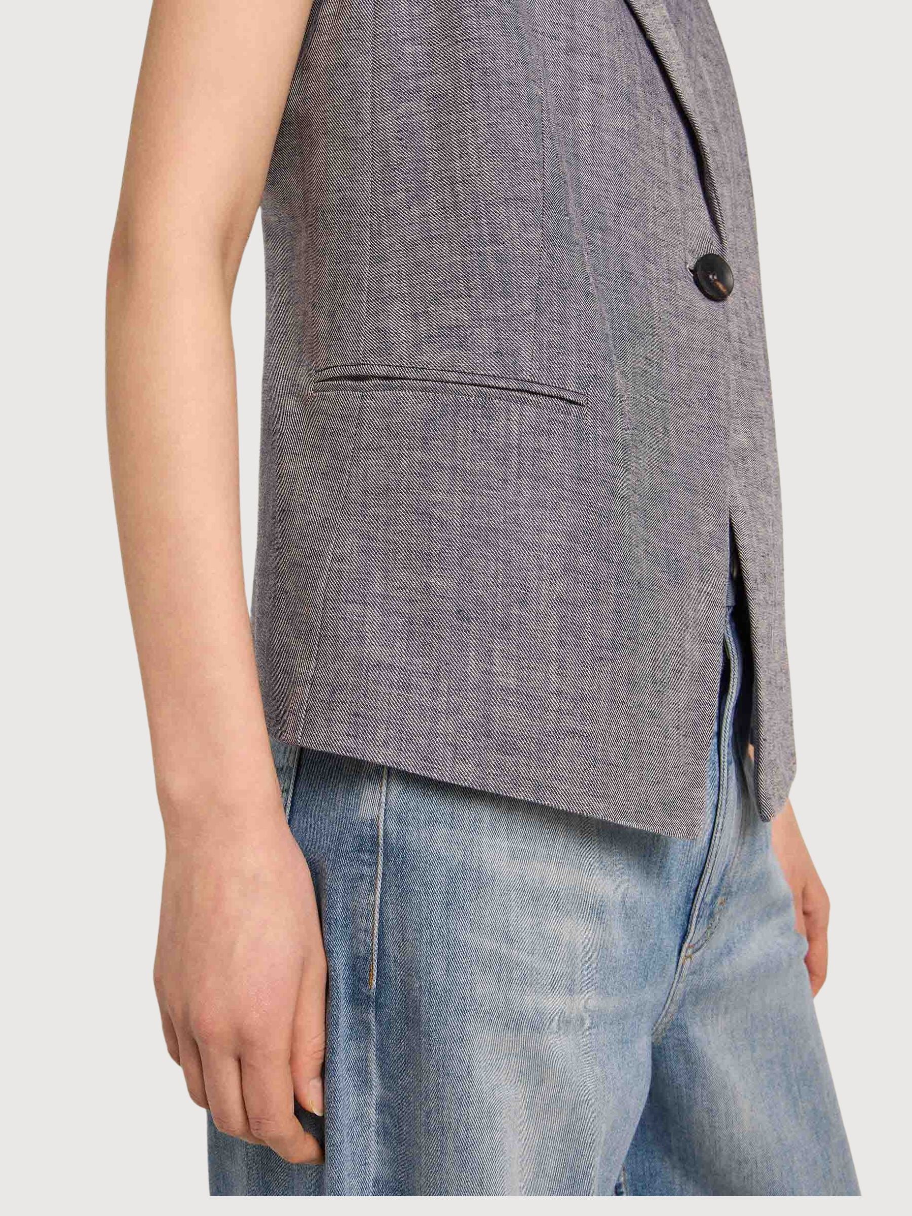 Long Vest Grey Melange | Lanius