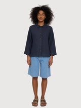 Shirt 3/4 Sleeve Linen Woman Ink Blue | Mazine