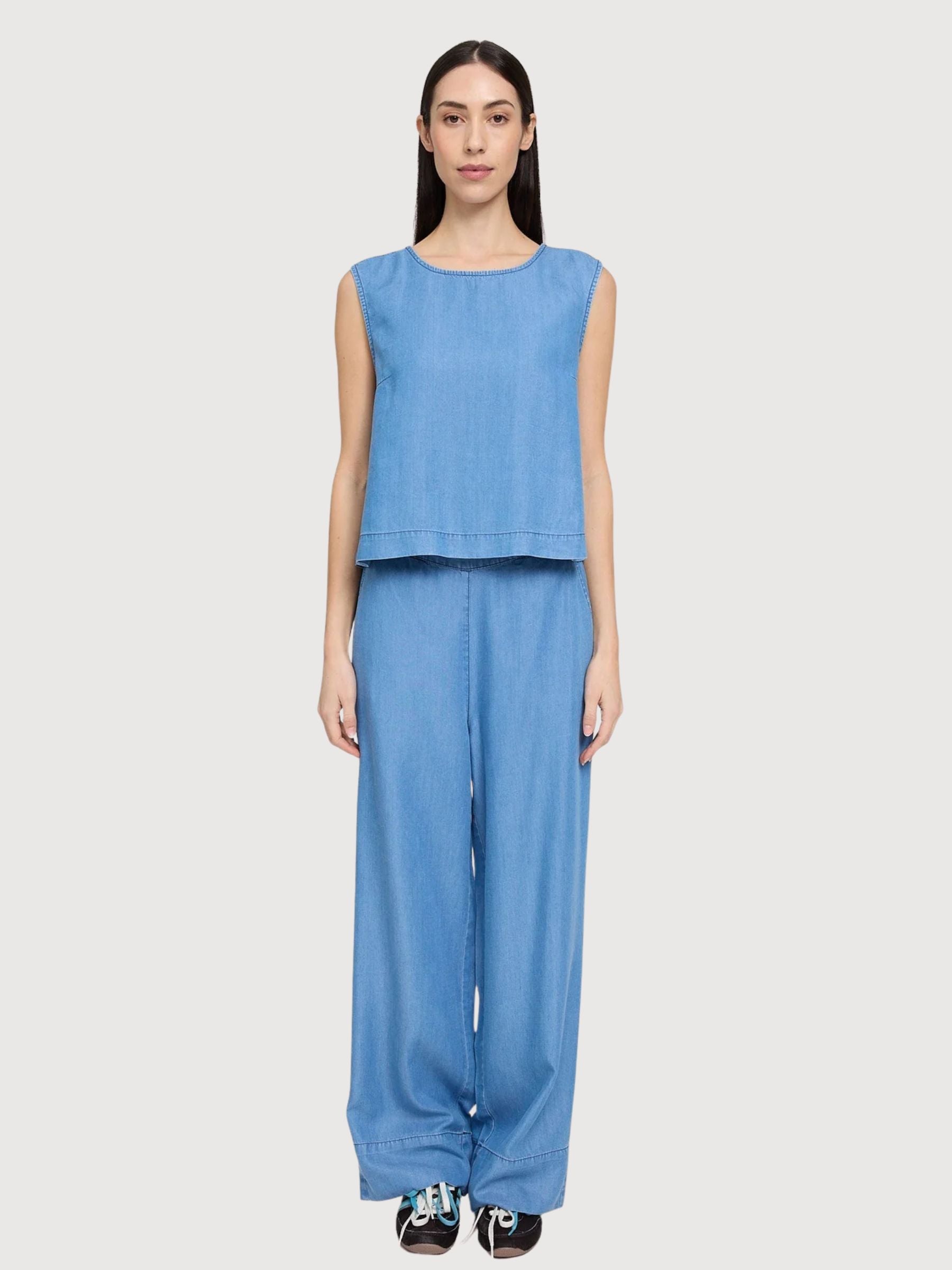 Top Tencel Woman Dark Blue Wash Lyocell | Mazine