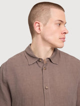 Shirt Shortsleeve Linen Man Grey Brown | Mazine