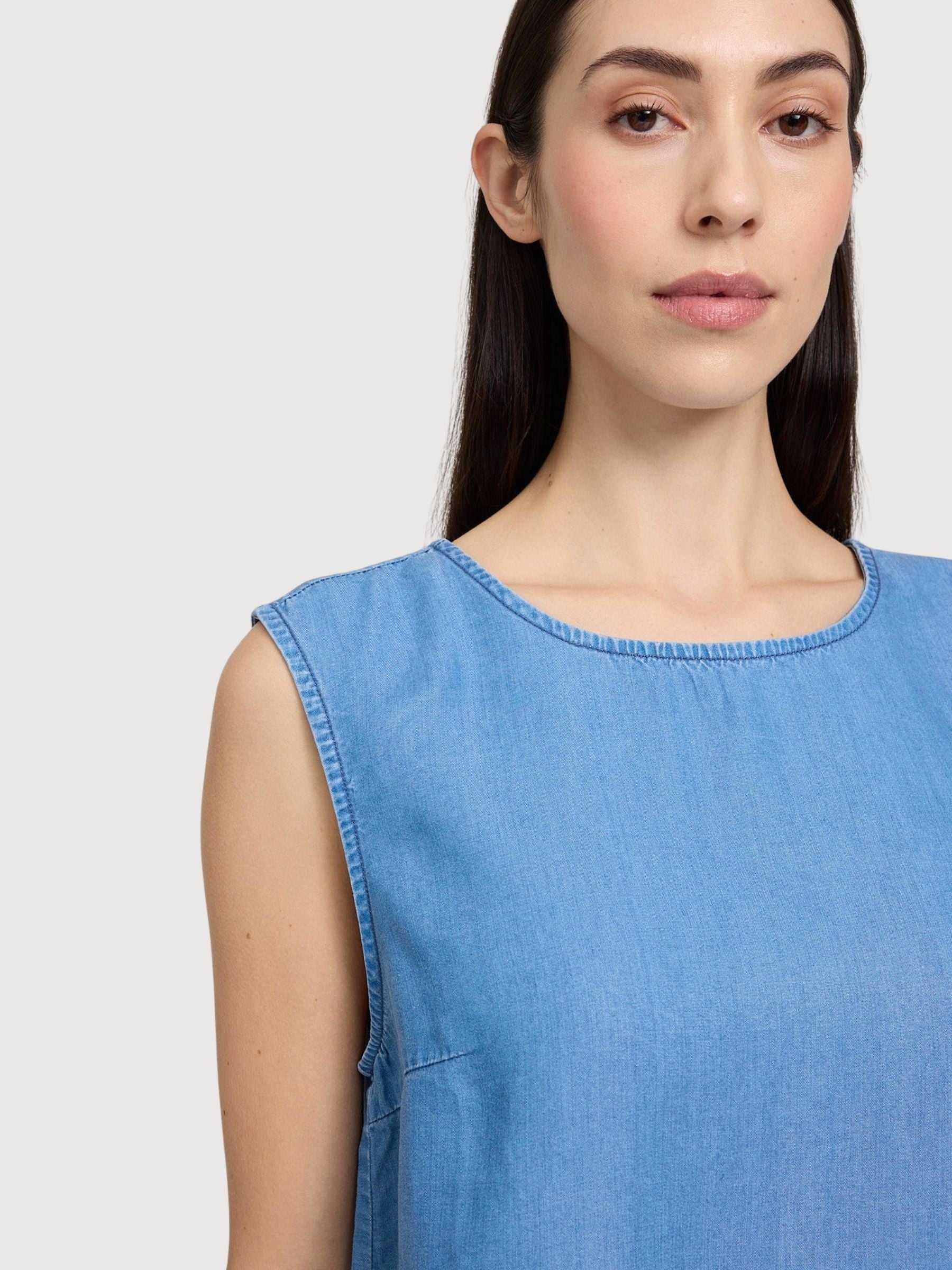 Top Tencel Woman Dark Blue Wash Lyocell | Mazine