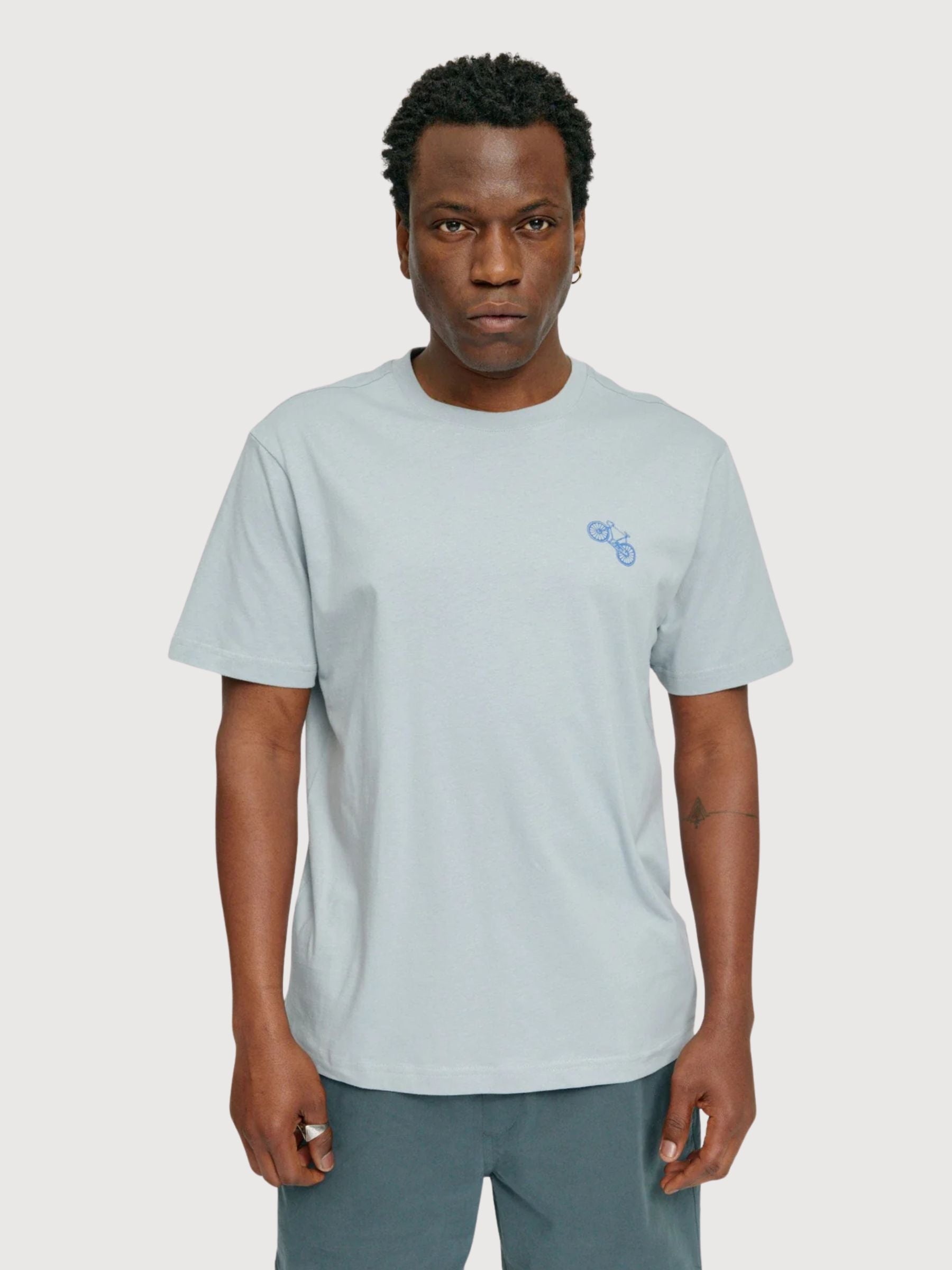 T-Shirt Chest Print Man Ice Blue | Mazine