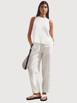 Barrel Pant Pull On Linen White | Armedangels