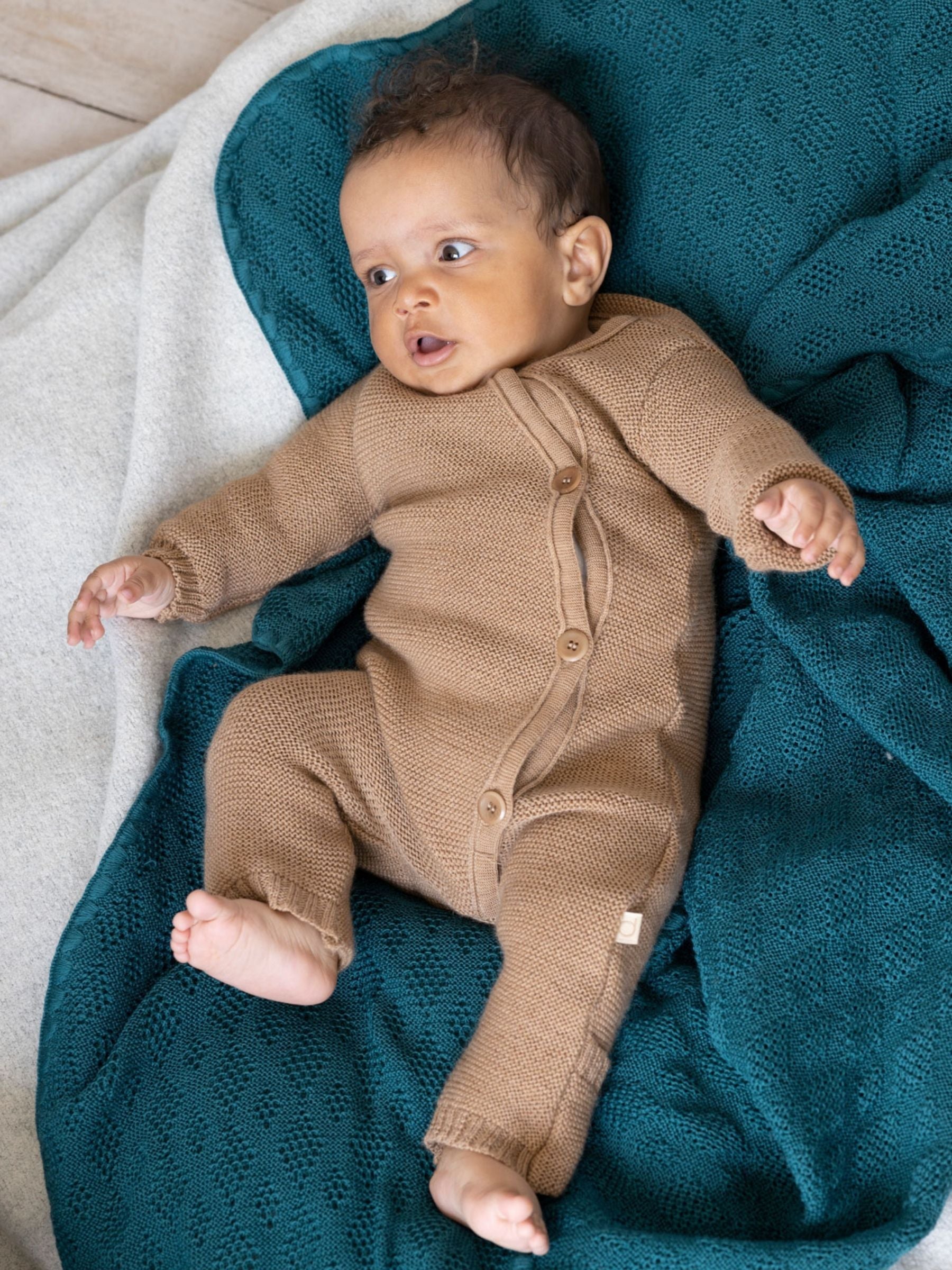 Tuta in maglia beige per neonati | Disana