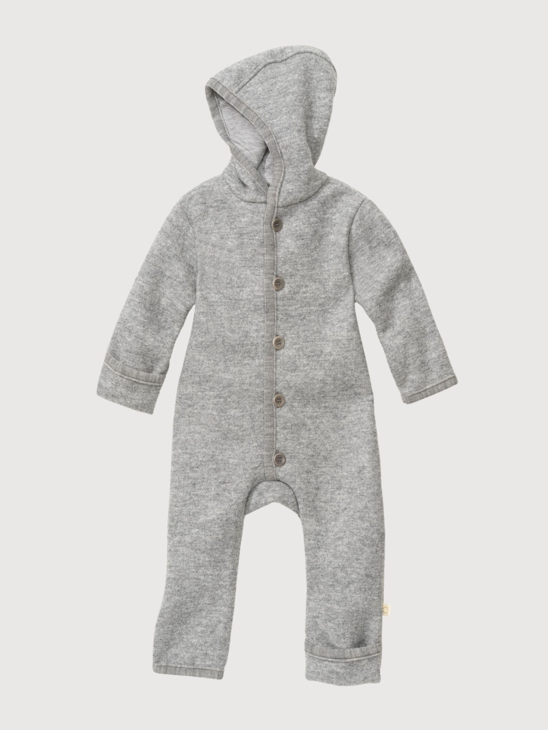 Baby-Overall aus gekochter Wolle, Grau | Disana