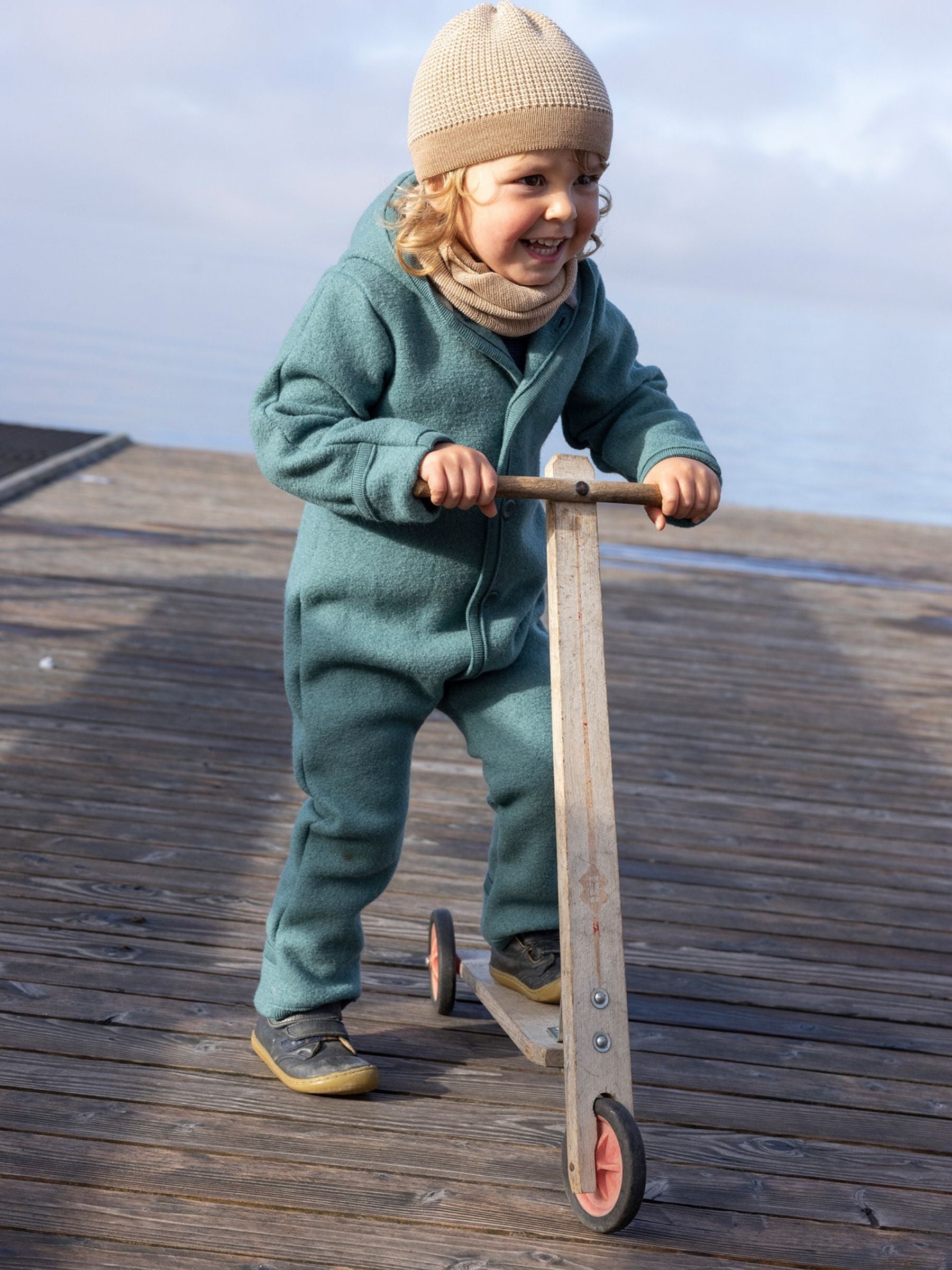 Baby-Overall aus gekochter Wolle, Grau | Disana