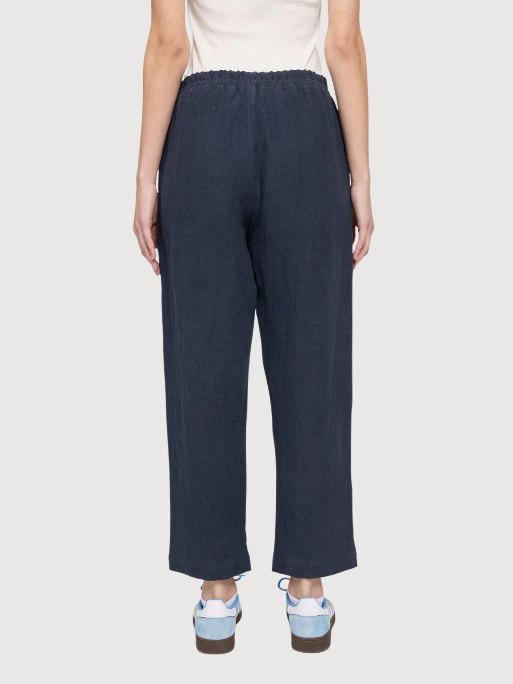 Leinenhose mit geradem Bein, Damen, Tintenblau | Mazine