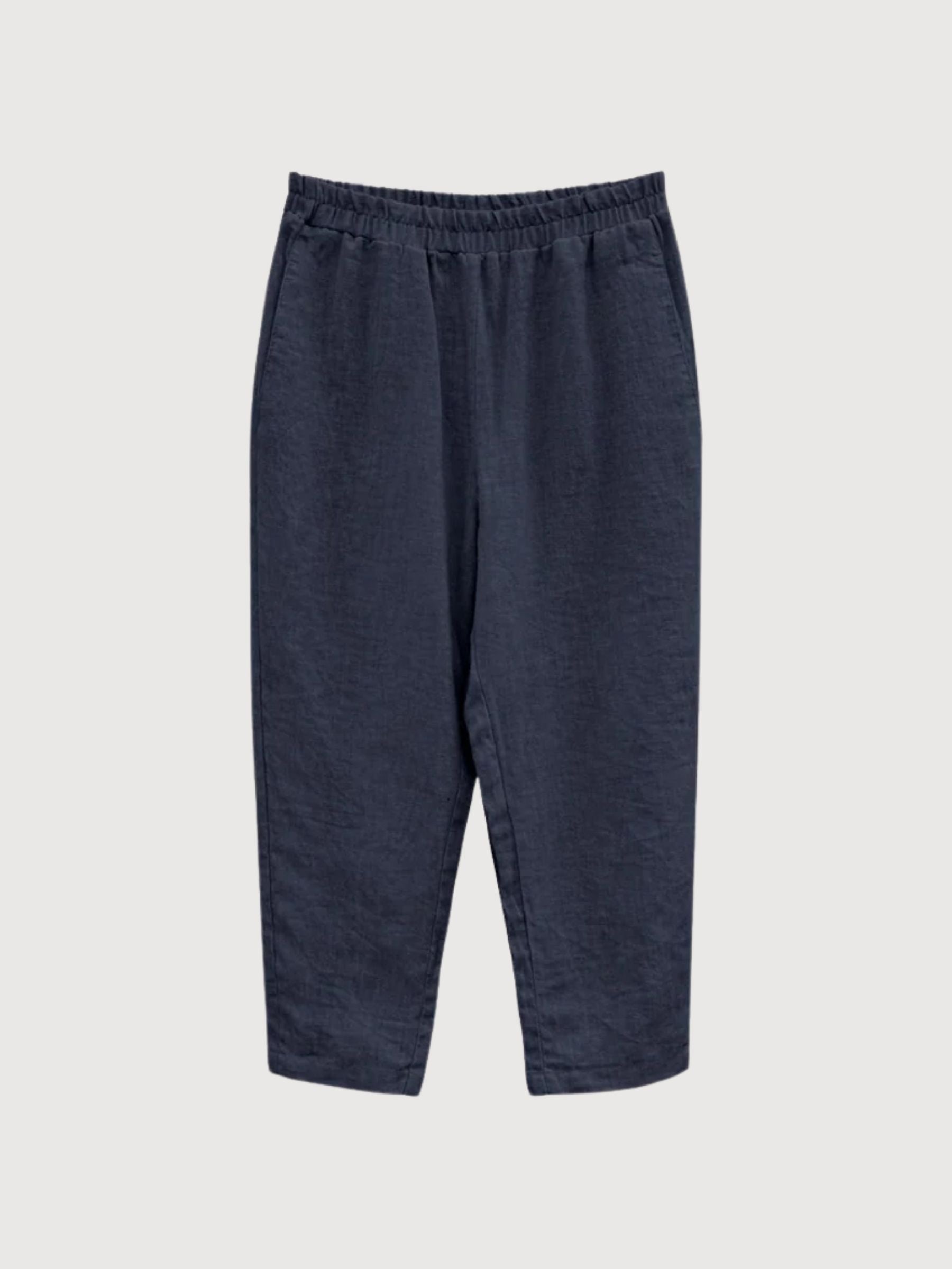 Leinenhose mit geradem Bein, Damen, Tintenblau | Mazine