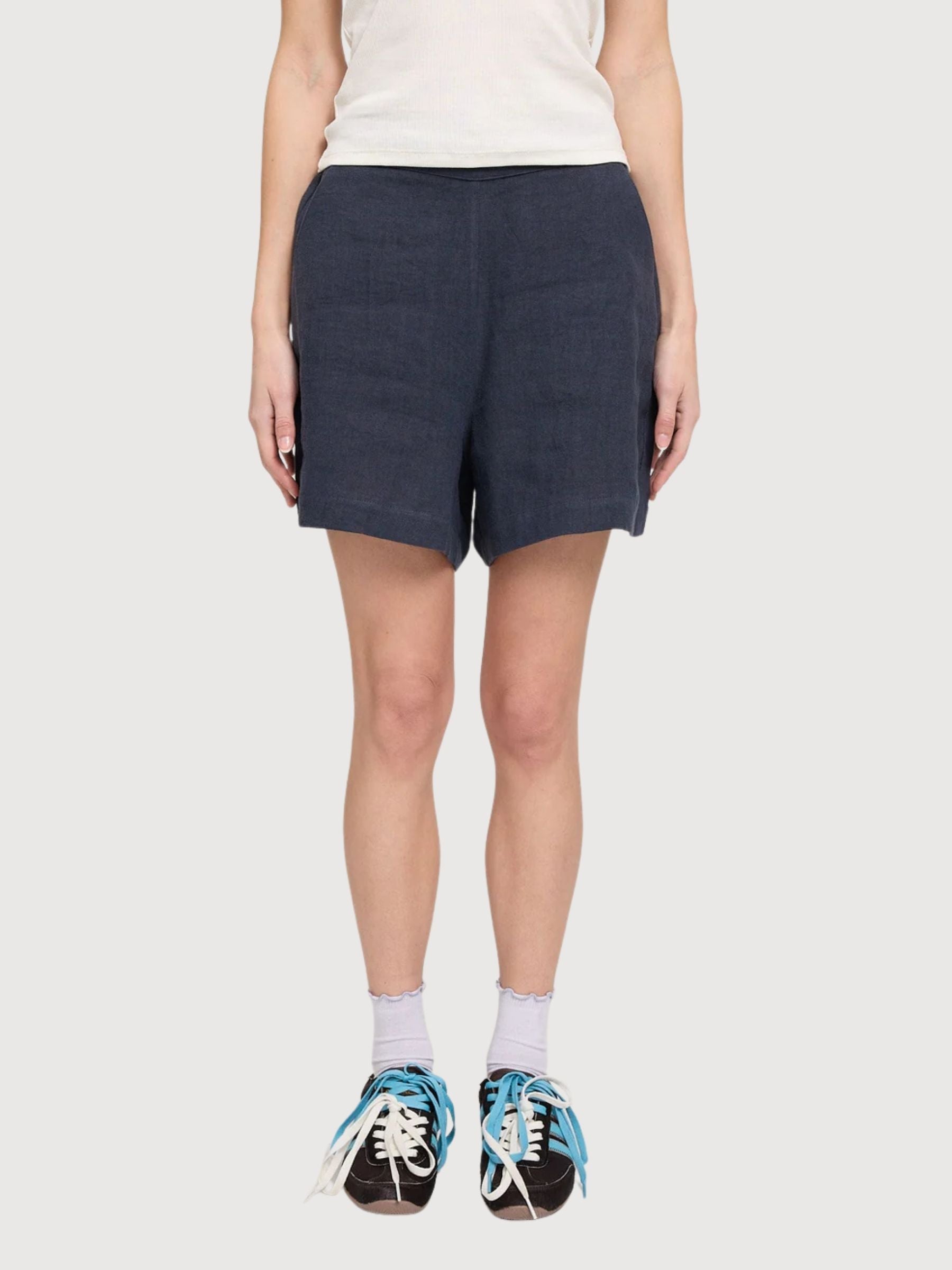 Shorts Leinen Damen Tintenblau | Mazine