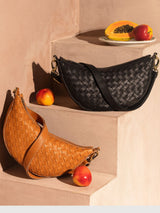 Tasche Leo Schwarz gewebtes Leder | O My Bag