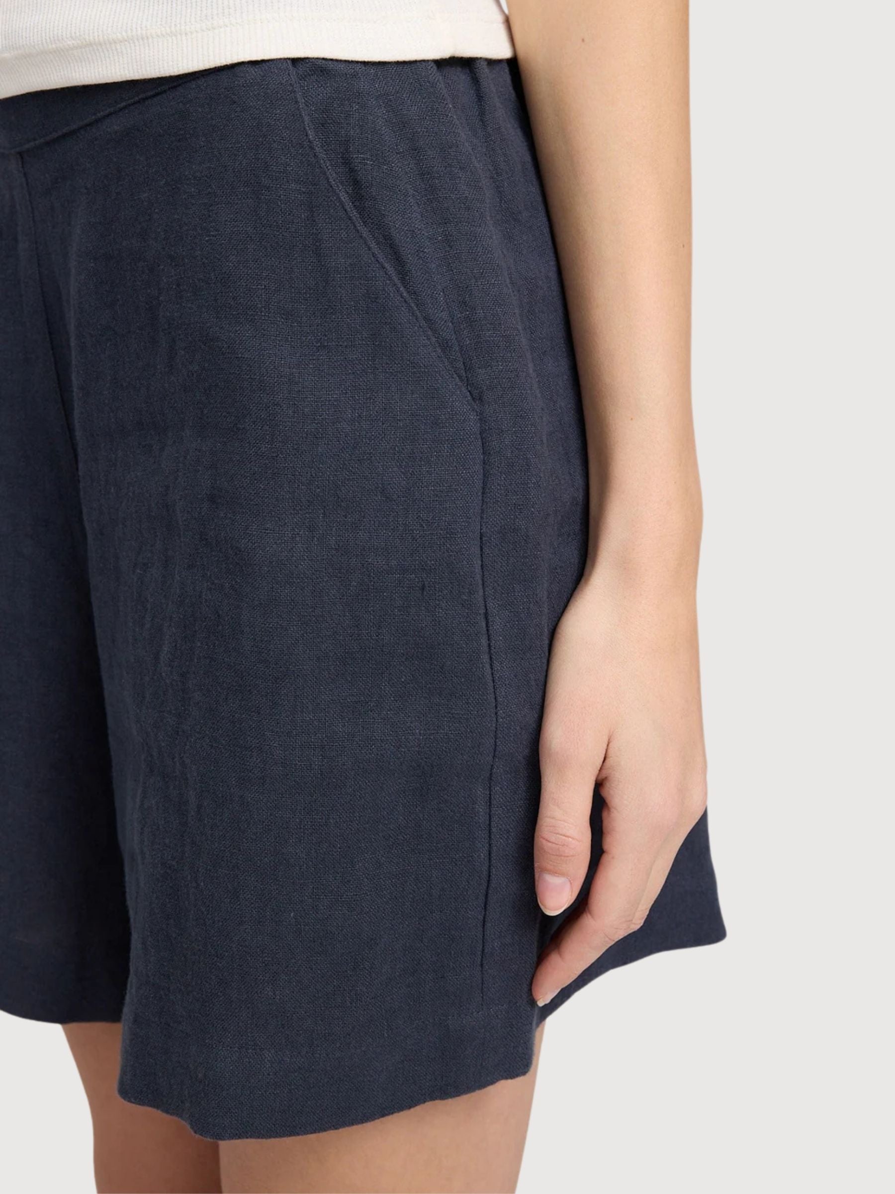 Shorts Leinen Damen Tintenblau | Mazine