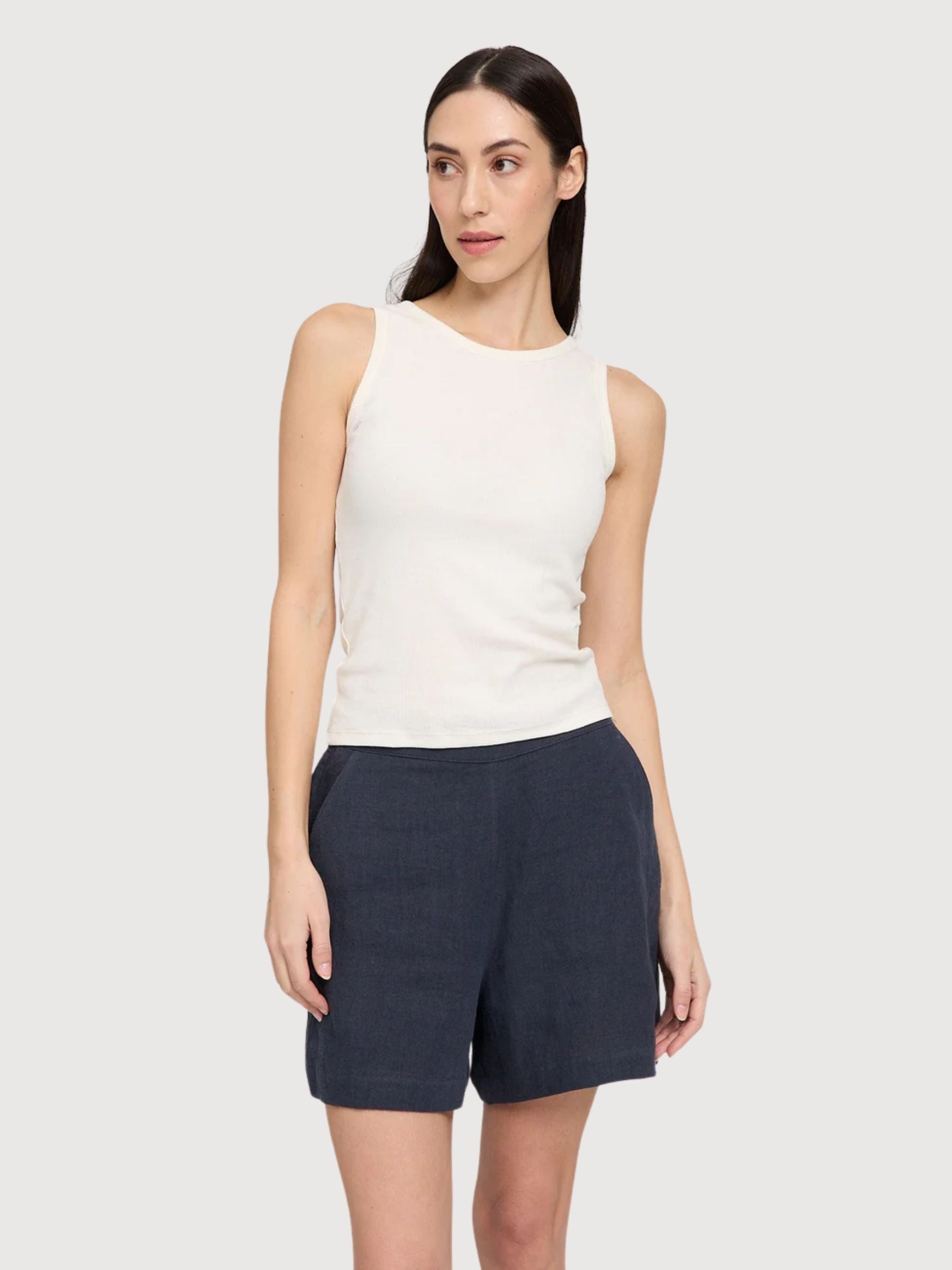 Shorts Leinen Damen Tintenblau | Mazine