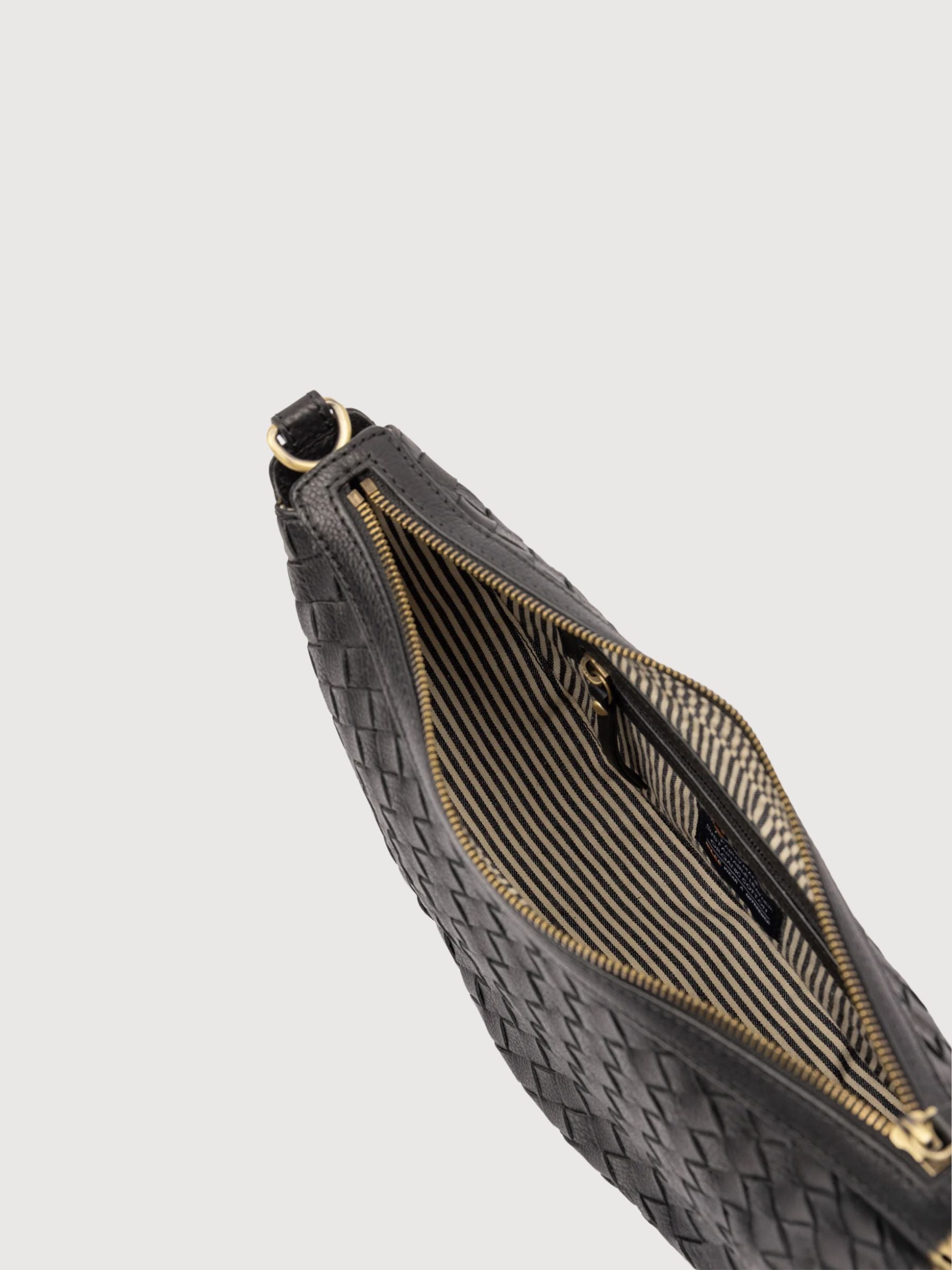 Tasche Leo Schwarz gewebtes Leder | O My Bag