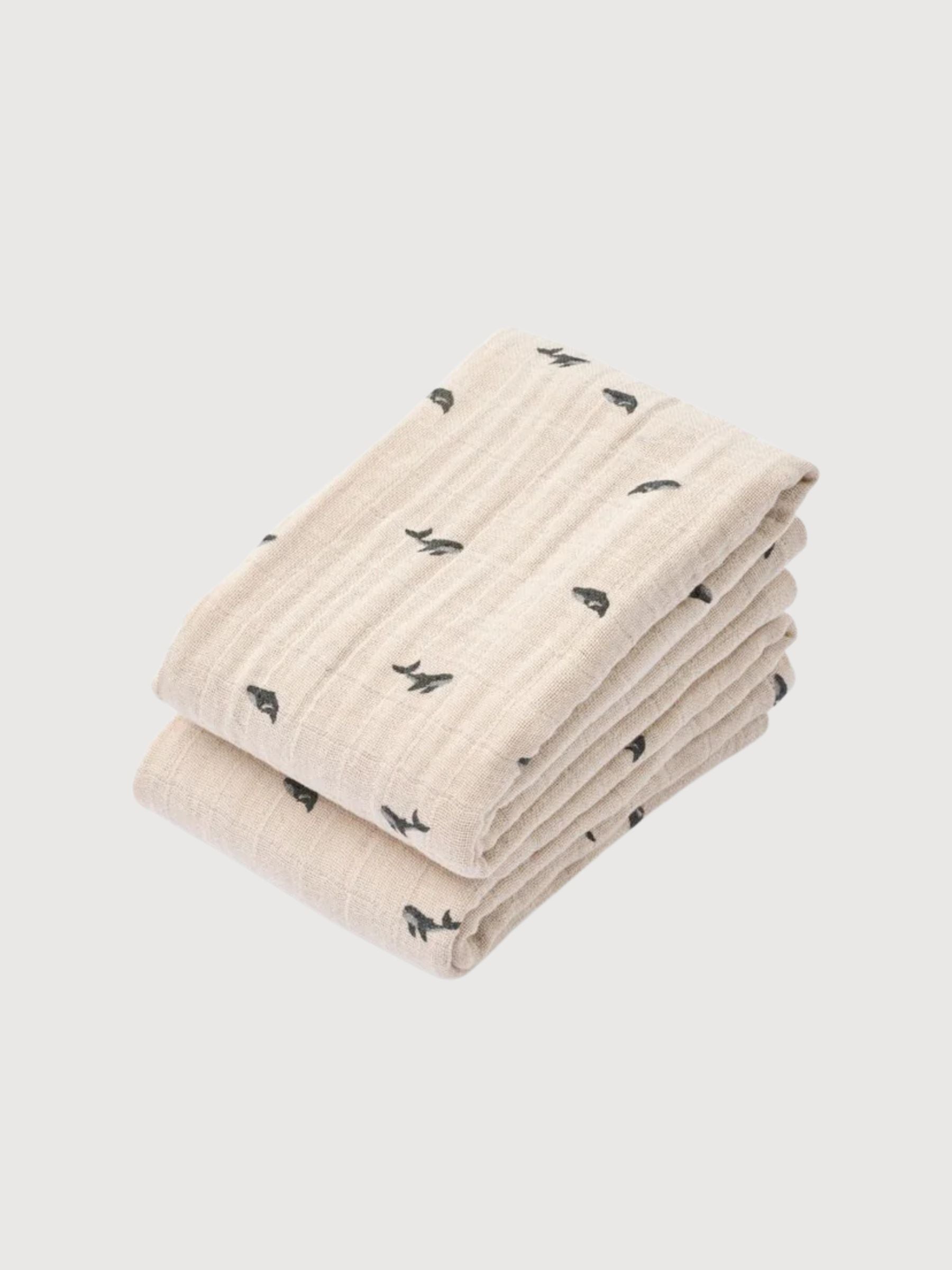Lewis Muslin Cloth 2 Pack Mini whale | LIEWOOD