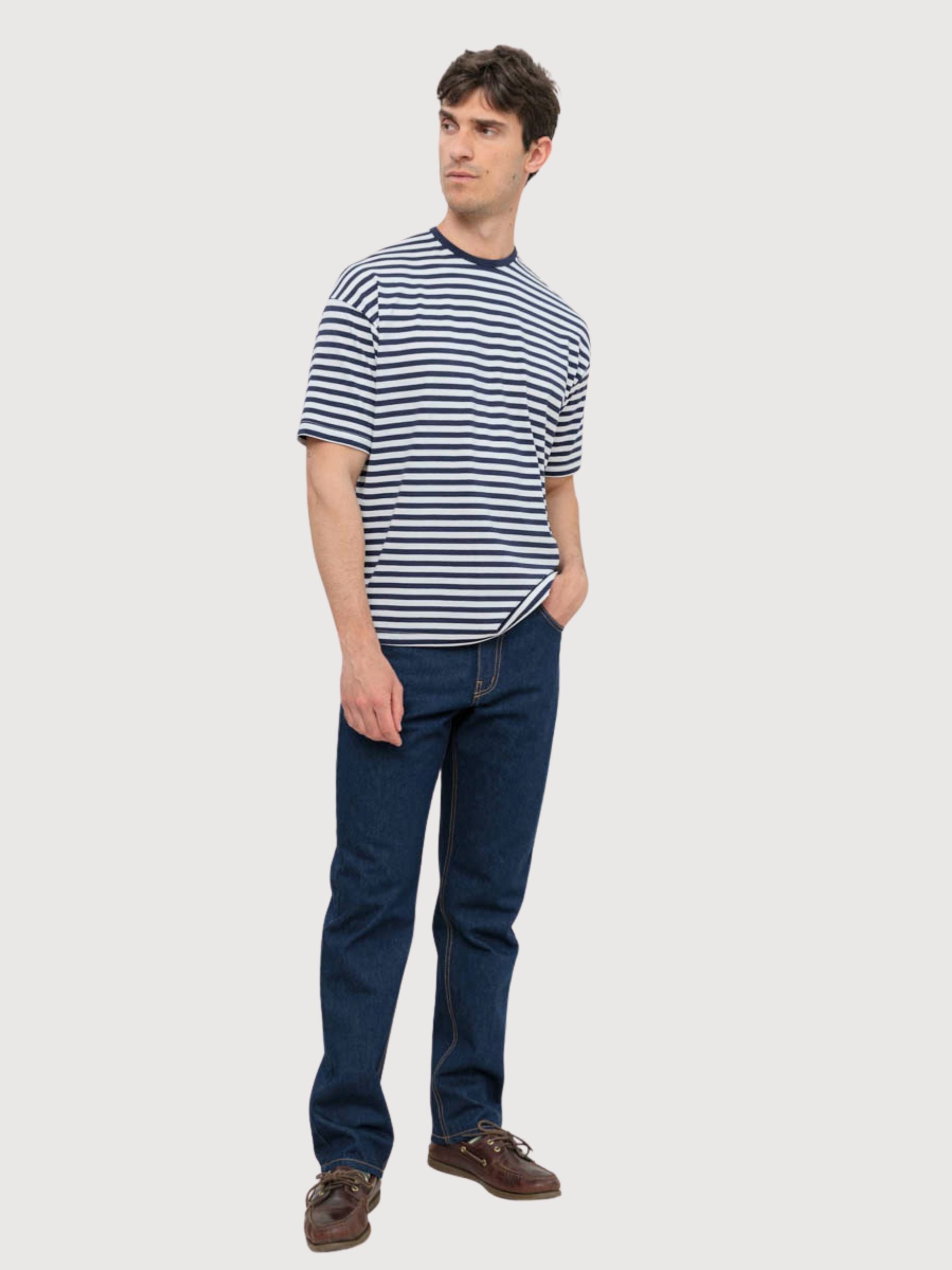T-Shirt Tancredi Viscose Man Blue/White | Rifo