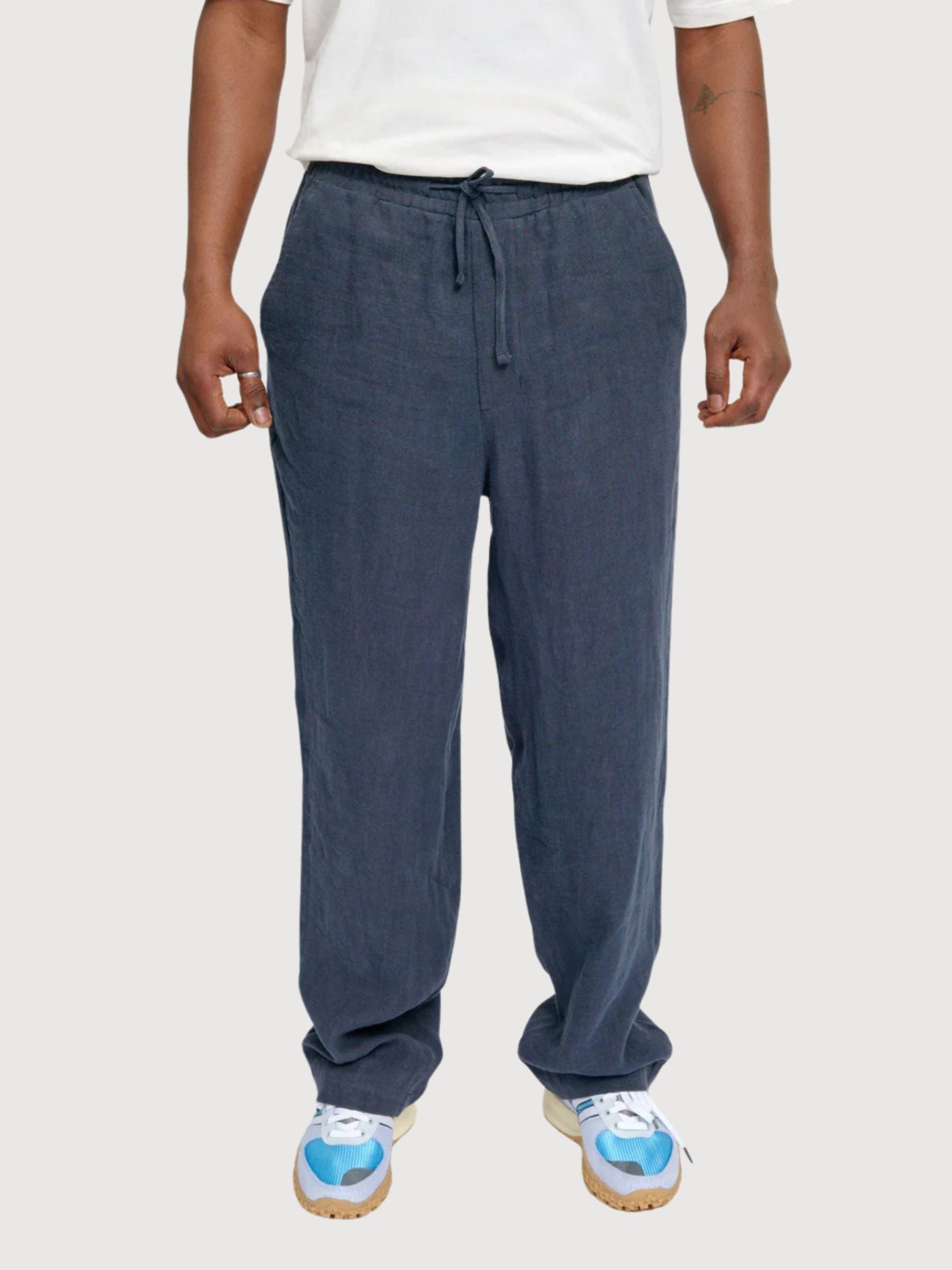 Hose Leinen Pull-On Mann Tintenblau | Mazine