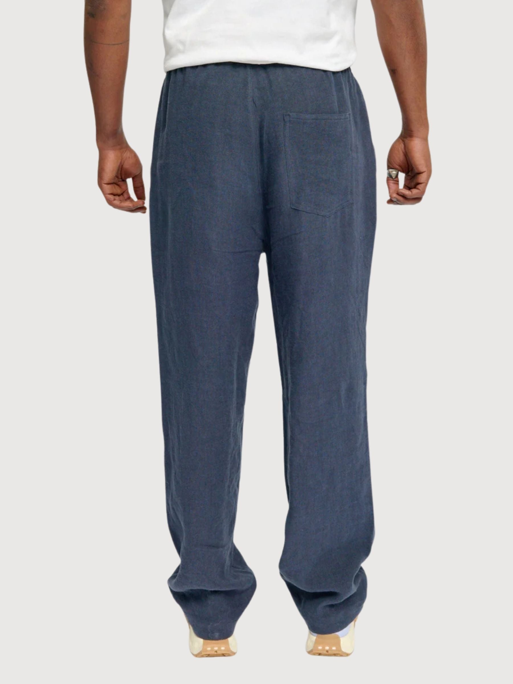 Hose Leinen Pull-On Mann Tintenblau | Mazine