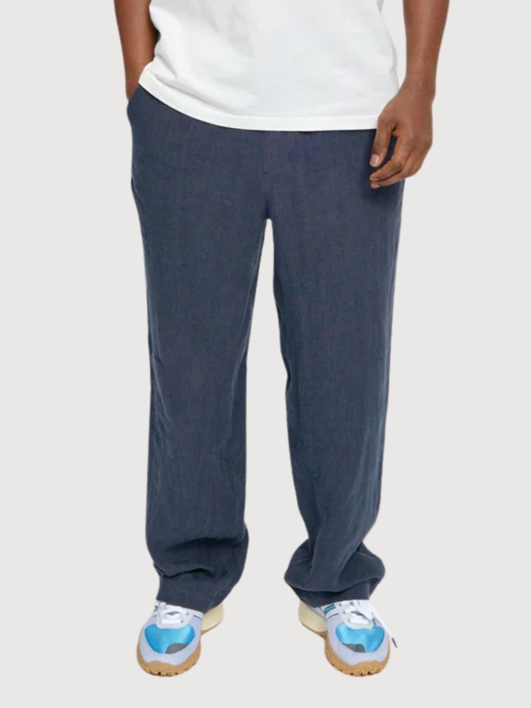 Hose Leinen Pull-On Mann Tintenblau | Mazine