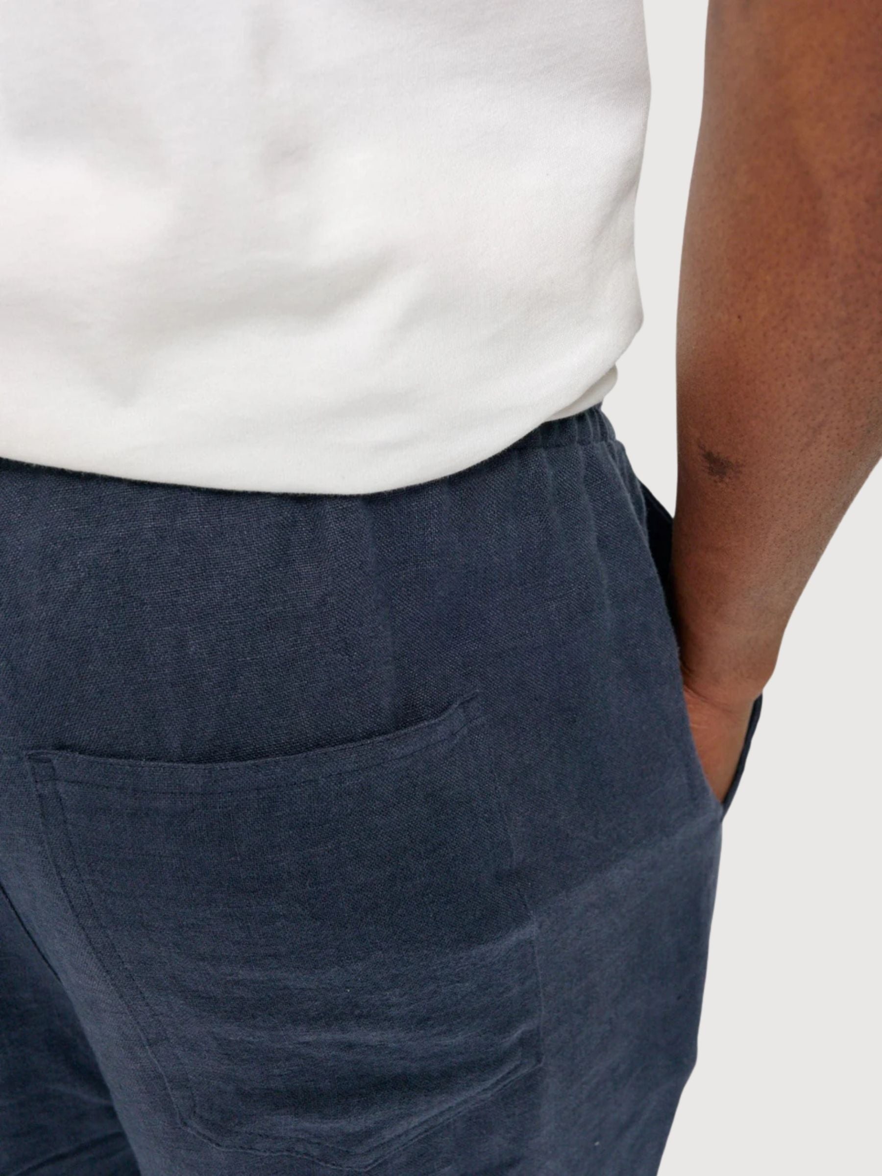 Hose Leinen Pull-On Mann Tintenblau | Mazine