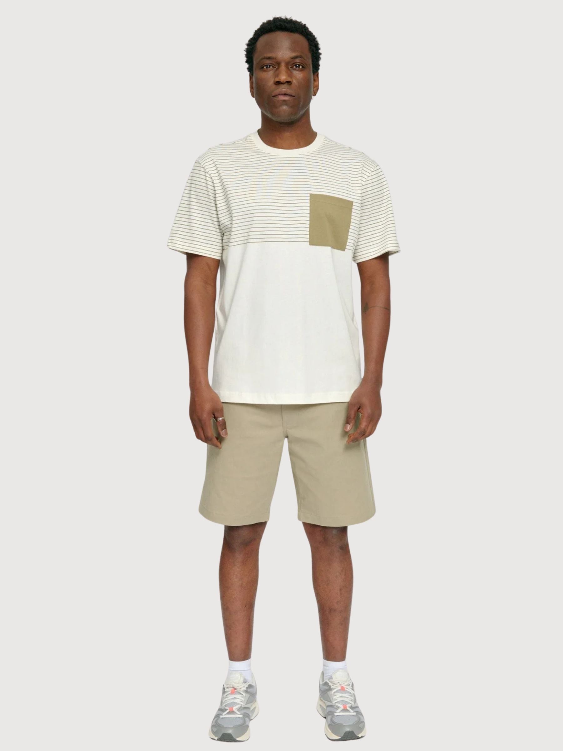 T-Shirt Halfway Striped Man OffWhite/Olive | Mazine