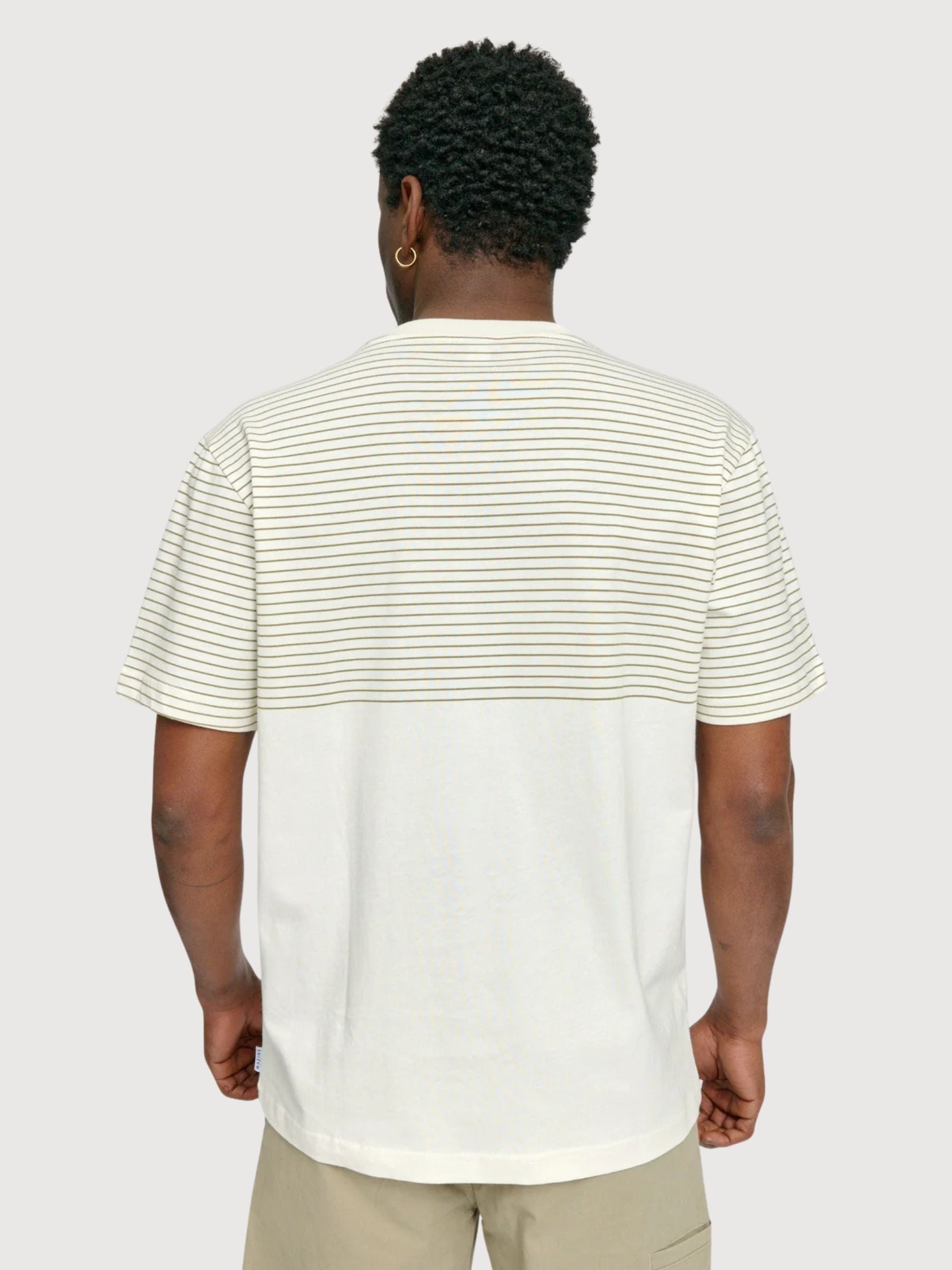 T-Shirt Halfway Striped Man OffWhite/Olive | Mazine