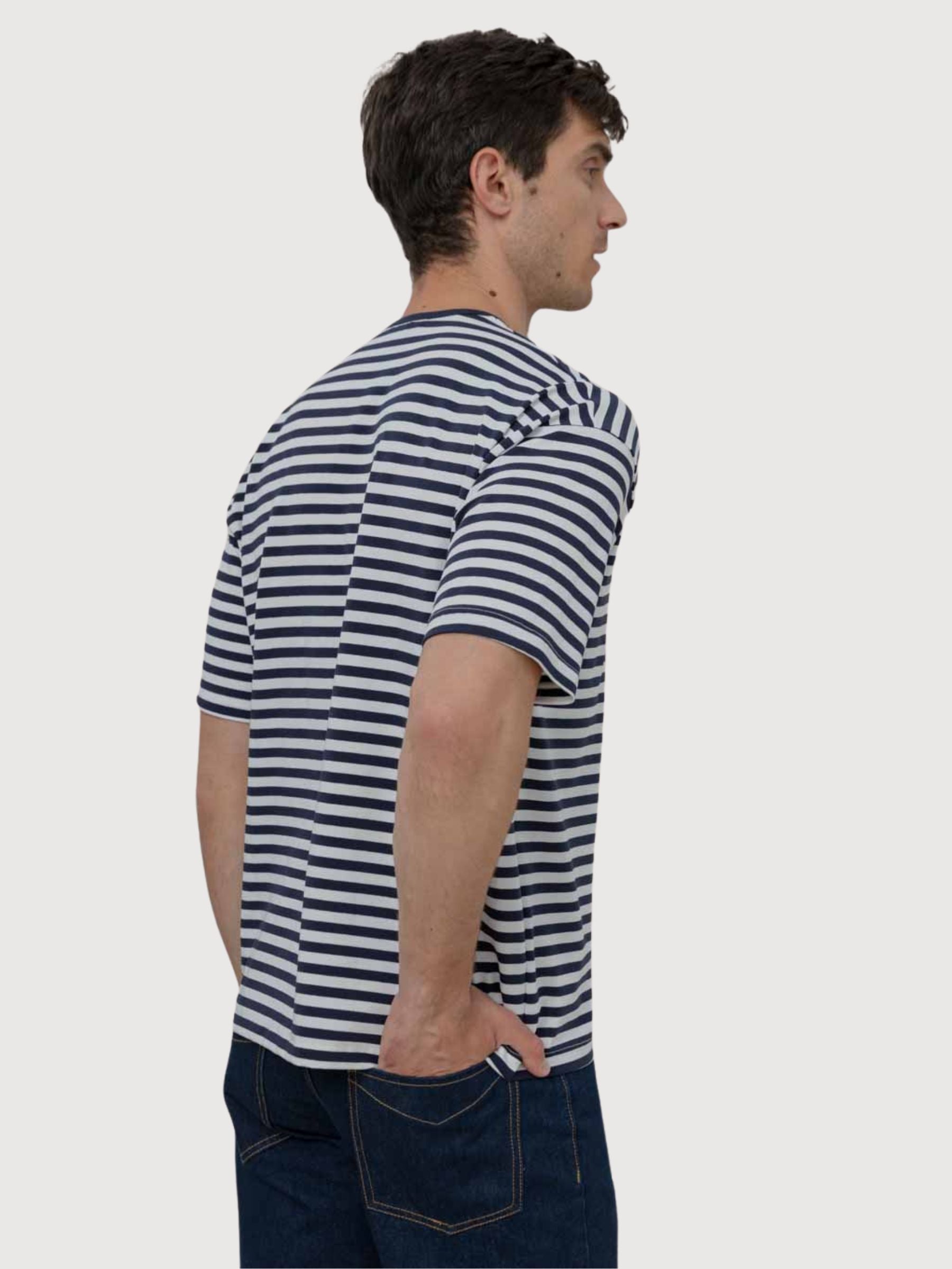 T-Shirt Tancredi Viscose Man Blue/White | Rifo