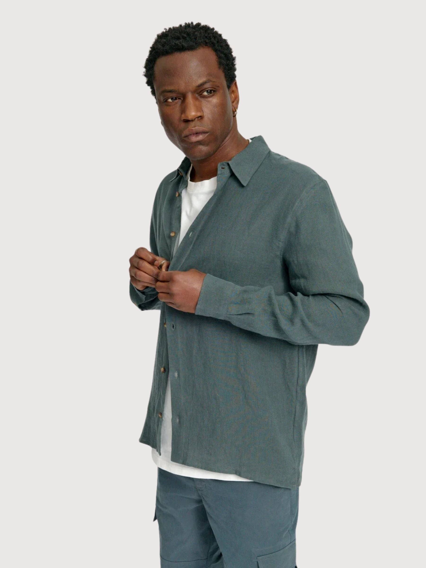 Camicia classica in lino da uomo | Mazine