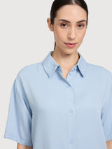 Shirt ShortSleeve Viscose Woman PastelBlu | Mazine