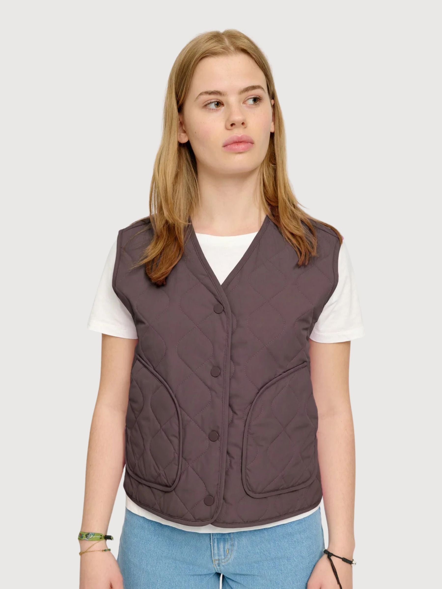 Basic-Weste, leicht gepolstert, Damen, Aubergine | Mazine