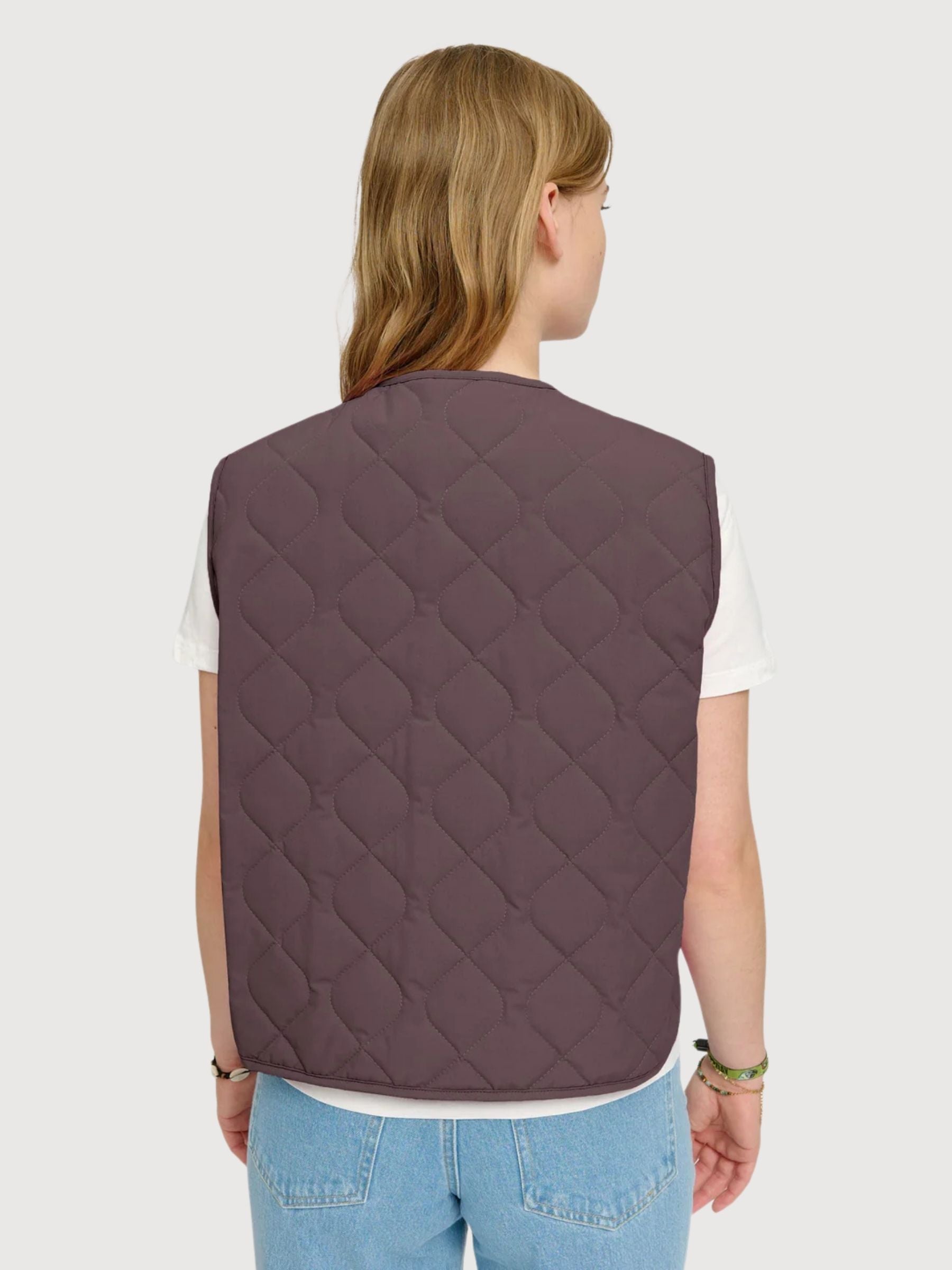 Basic-Weste, leicht gepolstert, Damen, Aubergine | Mazine