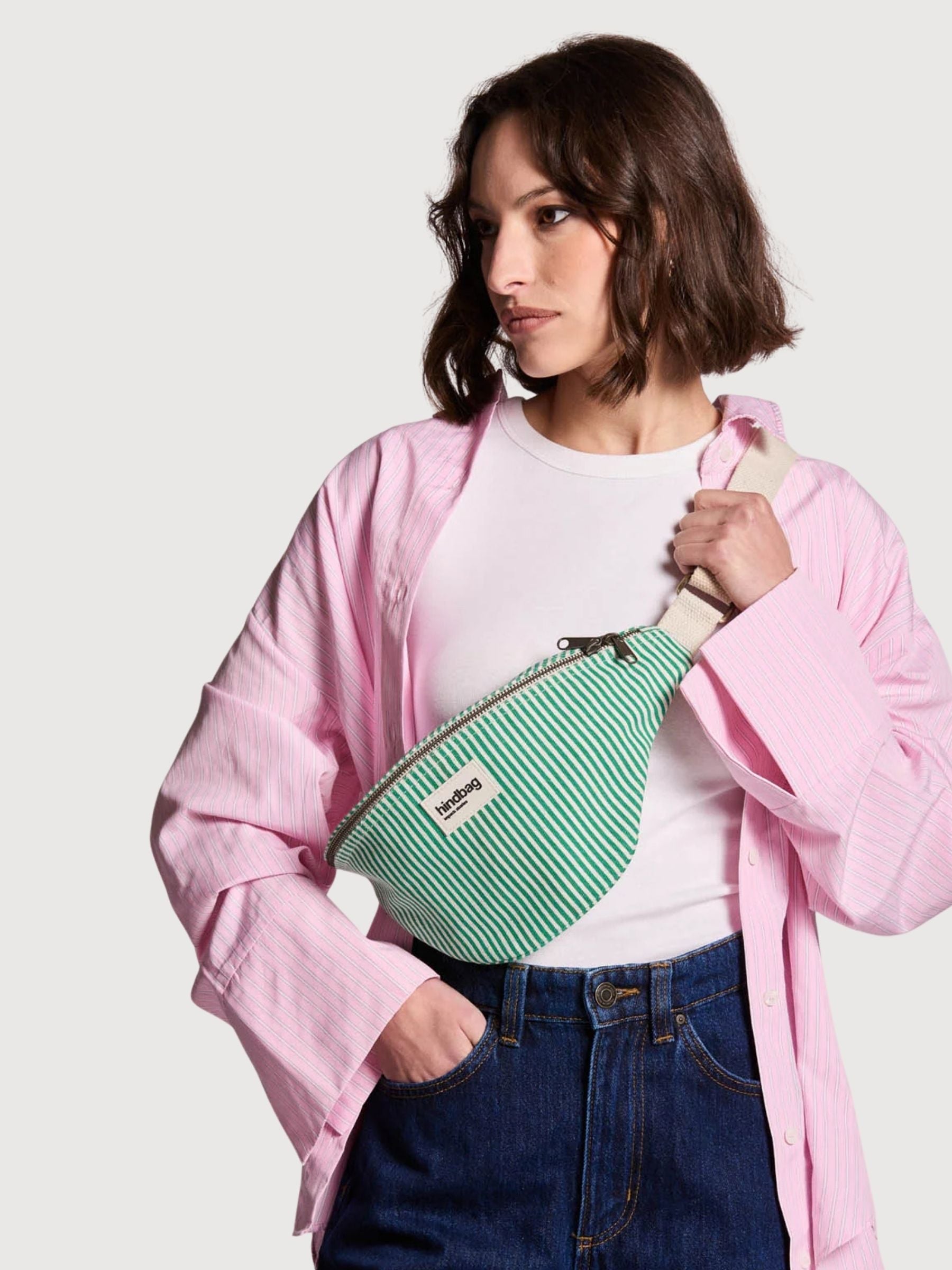 Fanny Pack Olivia Rayures Vert | Hindbag